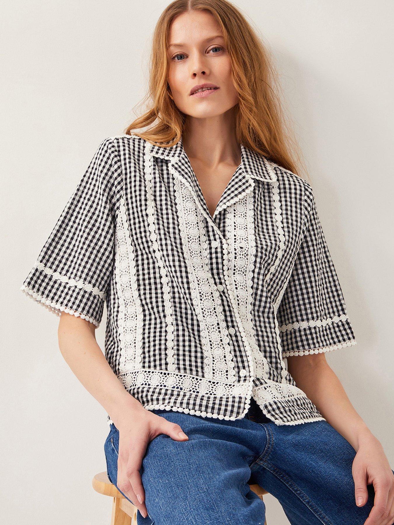 Image 1 of 5 of Monsoon Zoe Gingham Shirt - Black