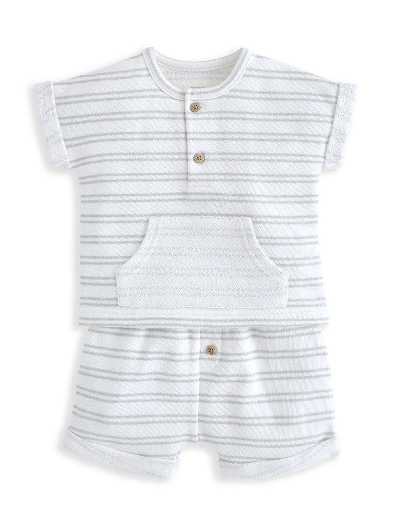 Image 2 of 4 of Mamas & Papas Baby Boys 2 Piece Stripe Shirt And Shorts Set - Blue - Blue