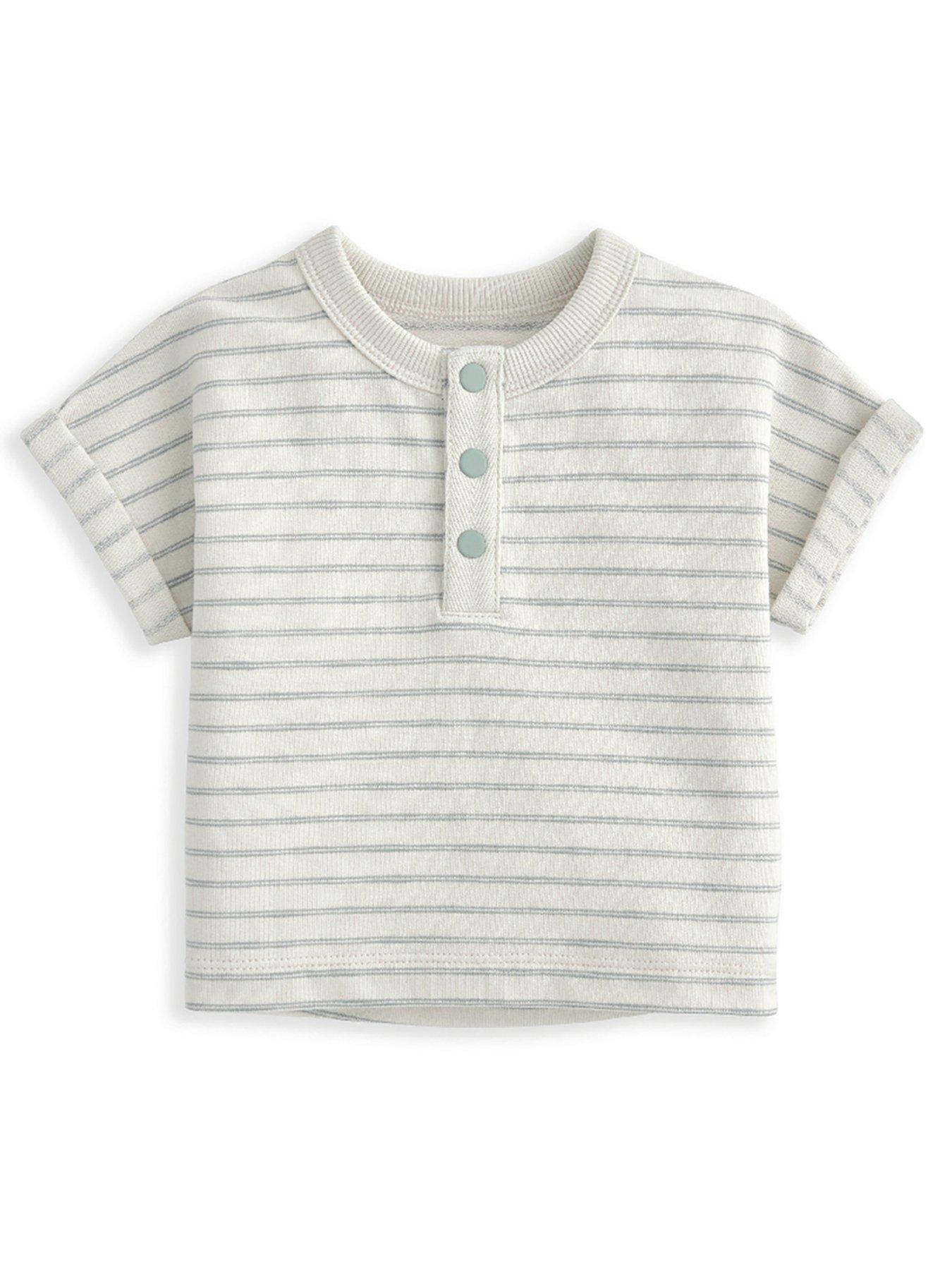 Image 3 of 4 of Mamas & Papas Baby Boys 2 Piece Stripe Jersey Tshirt &amp; Short Set - Blue