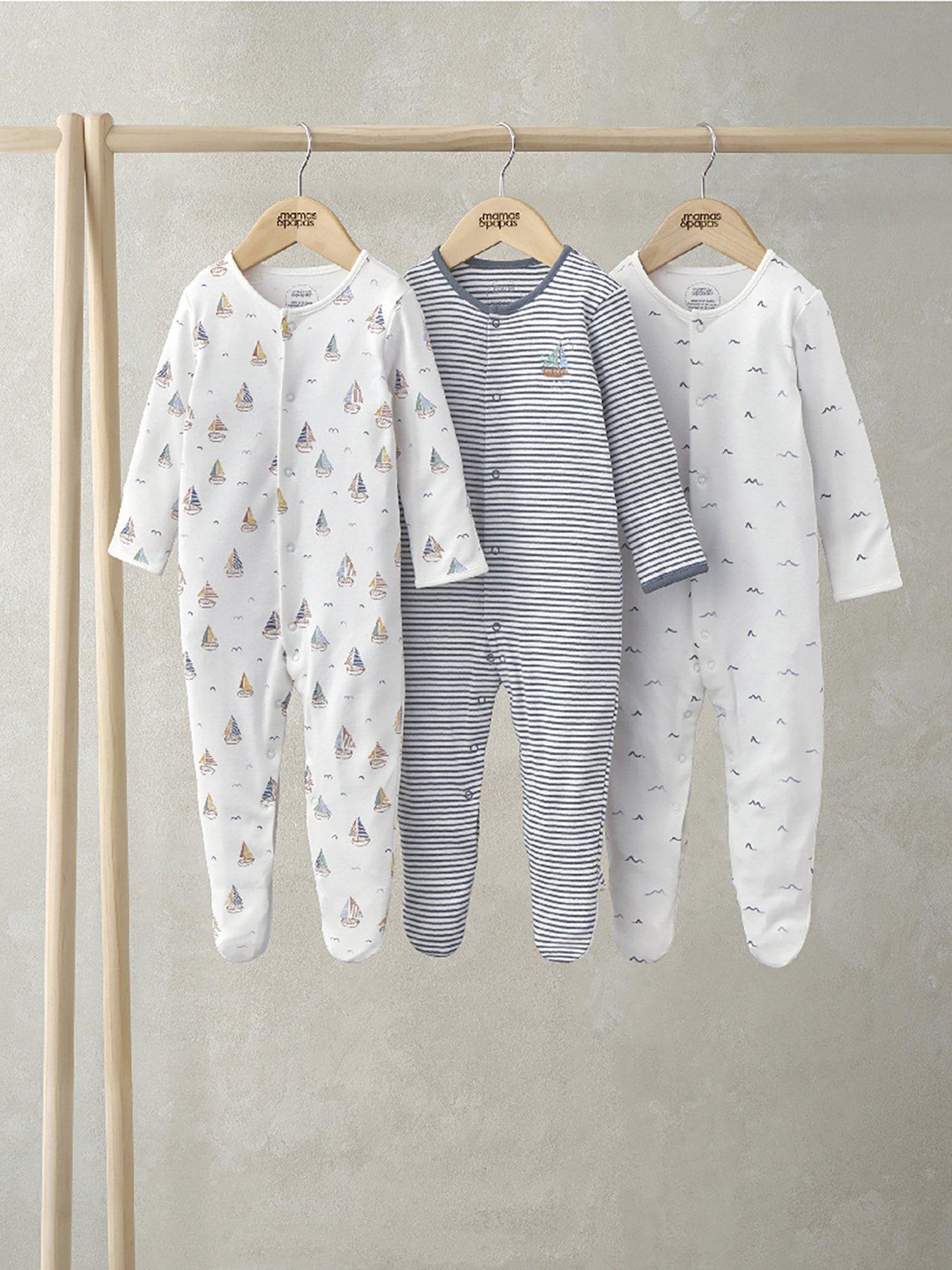 Image 1 of 2 of Mamas & Papas Baby Boys 3 Pack Nautical Sleepsuits - Multi