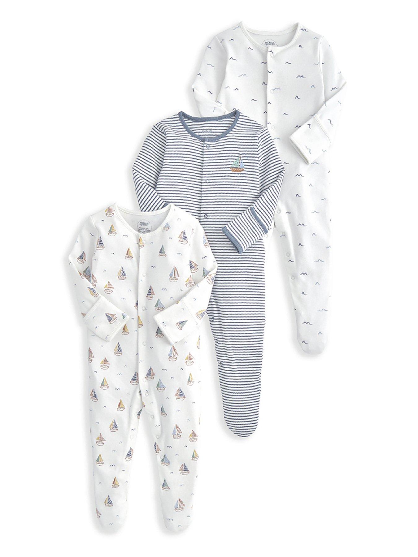 Image 2 of 2 of Mamas & Papas Baby Boys 3 Pack Nautical Sleepsuits - Multi