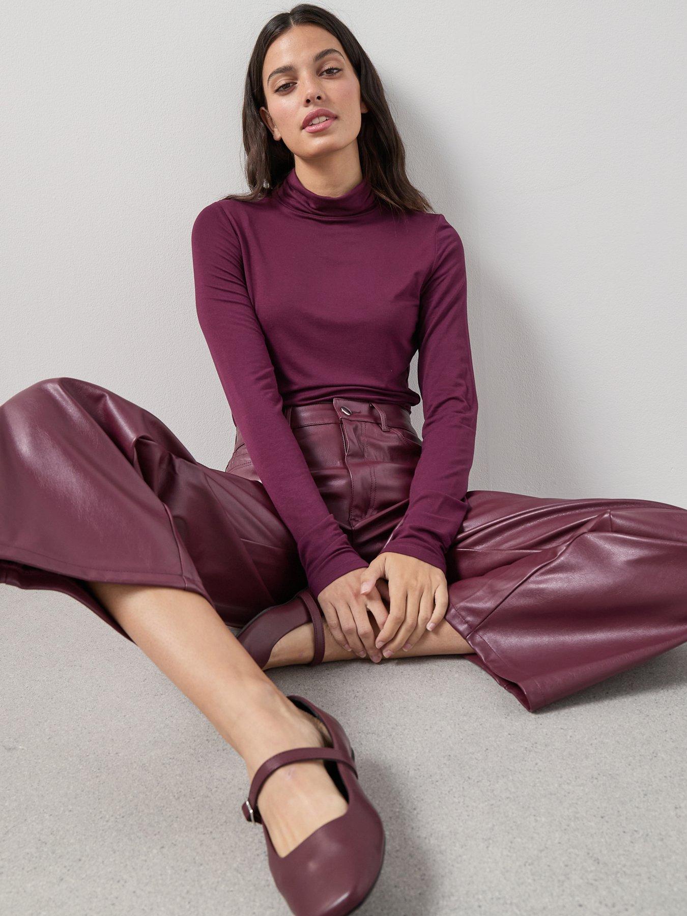 The Very Collection Long Sleeve High Neck Top - Purple