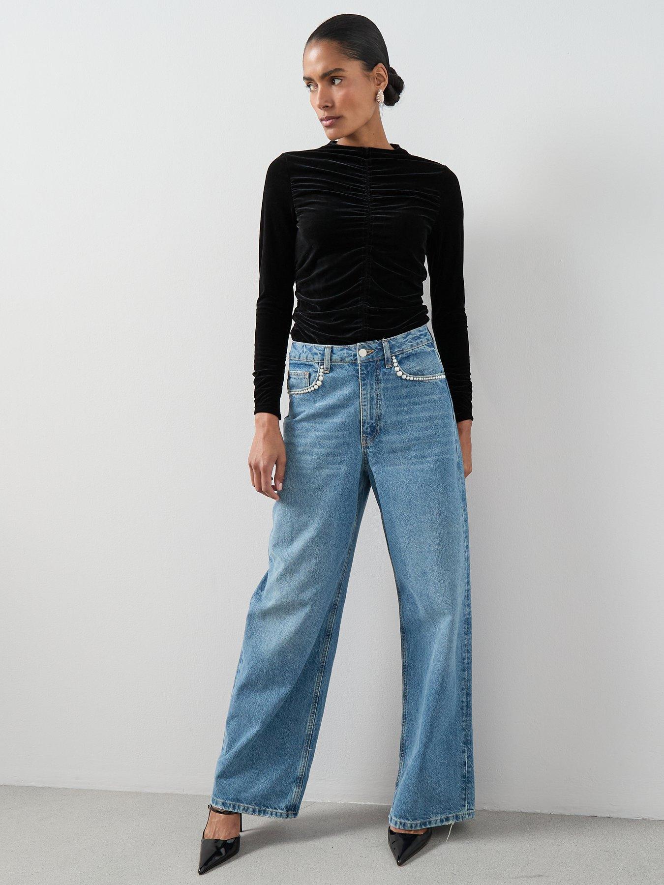 the-very-collection-ruched-front-velvet-top-blackback