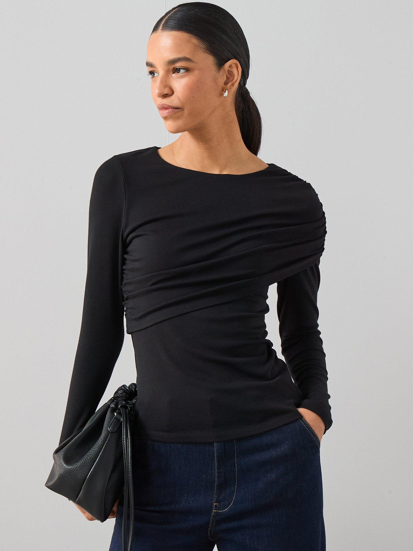 the-very-collection-double-layer-jersey-top-blackfront