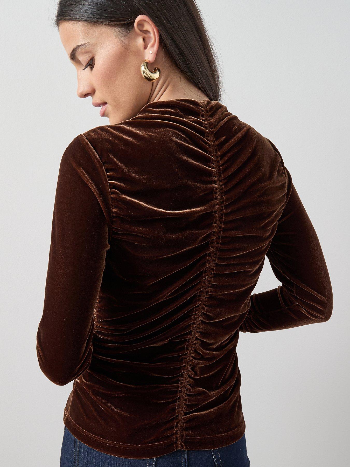 the-very-collection-ruched-front-velvet-top-brownstillFront