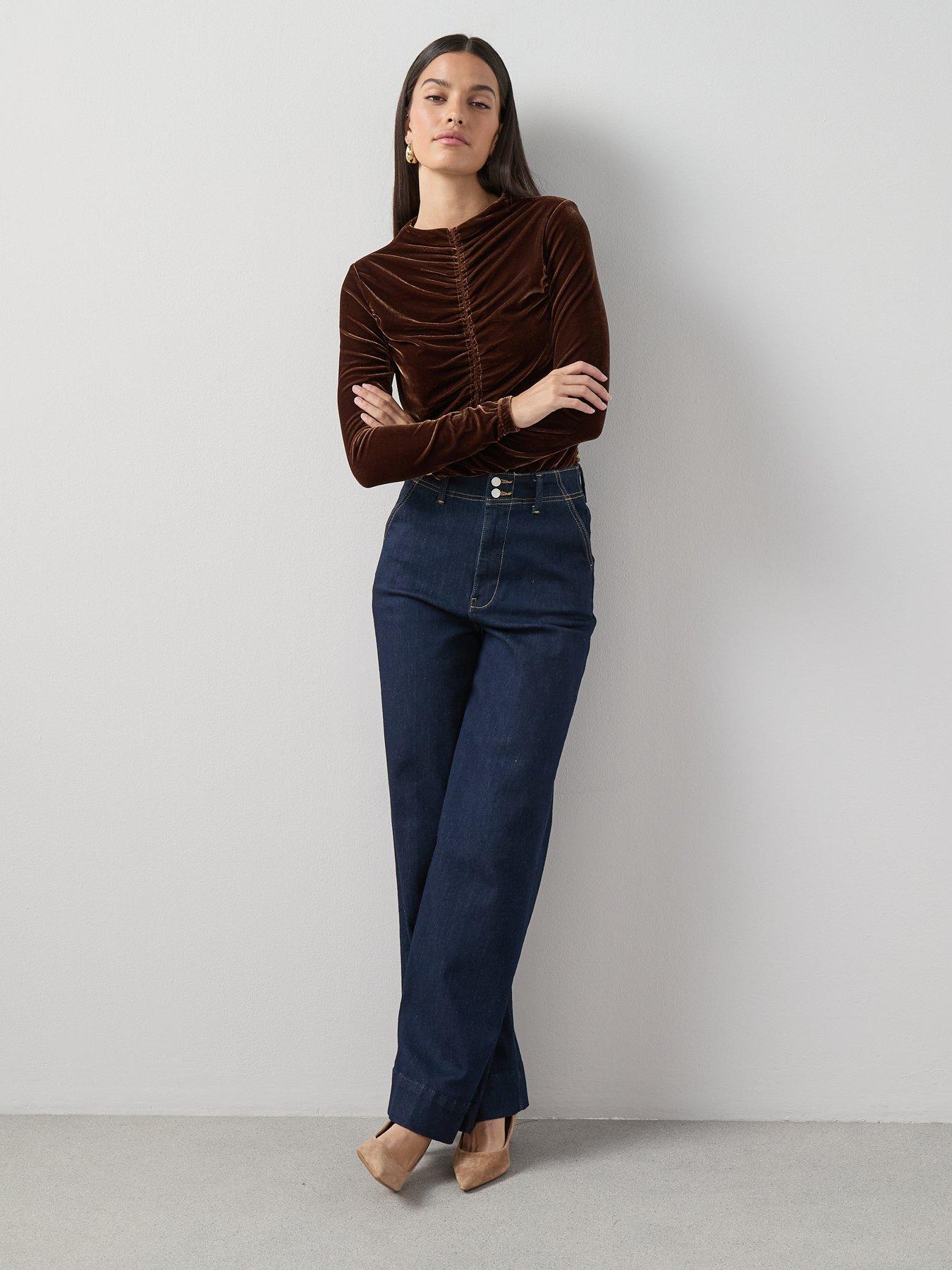 the-very-collection-ruched-front-velvet-top-brownback