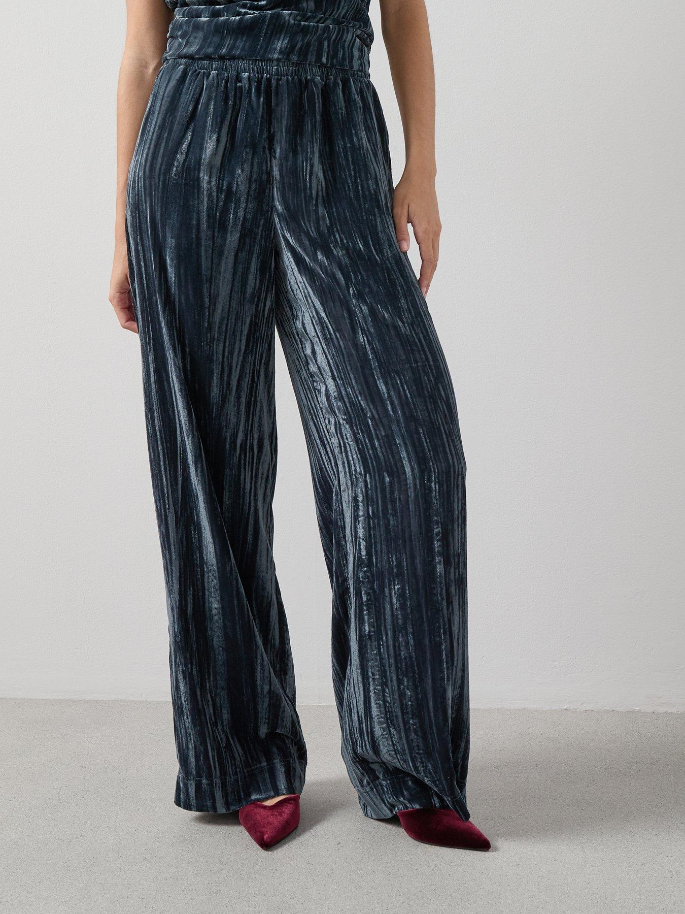 The Very Collection Pleated Velvet Trouser Co-Ord - Grey