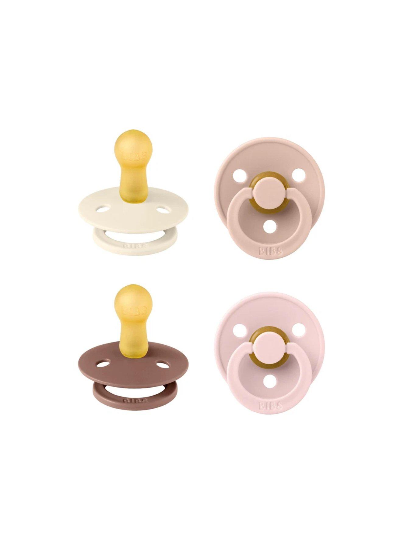 bibs-4-pack-colour-soothers-baby-blush-size-1-round-nipple