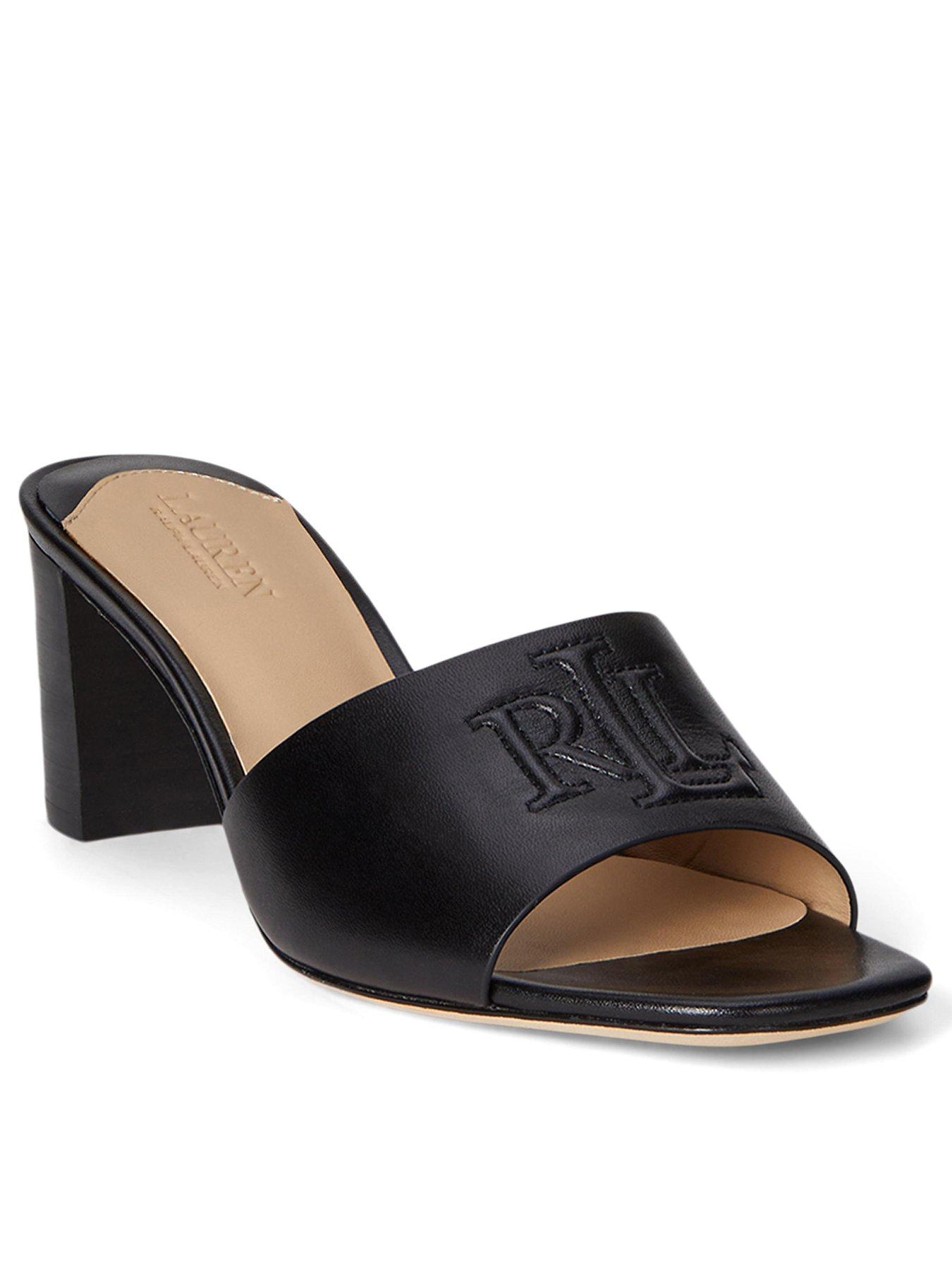 Lauren by Ralph Lauren Everley Block Heel Mules - Black