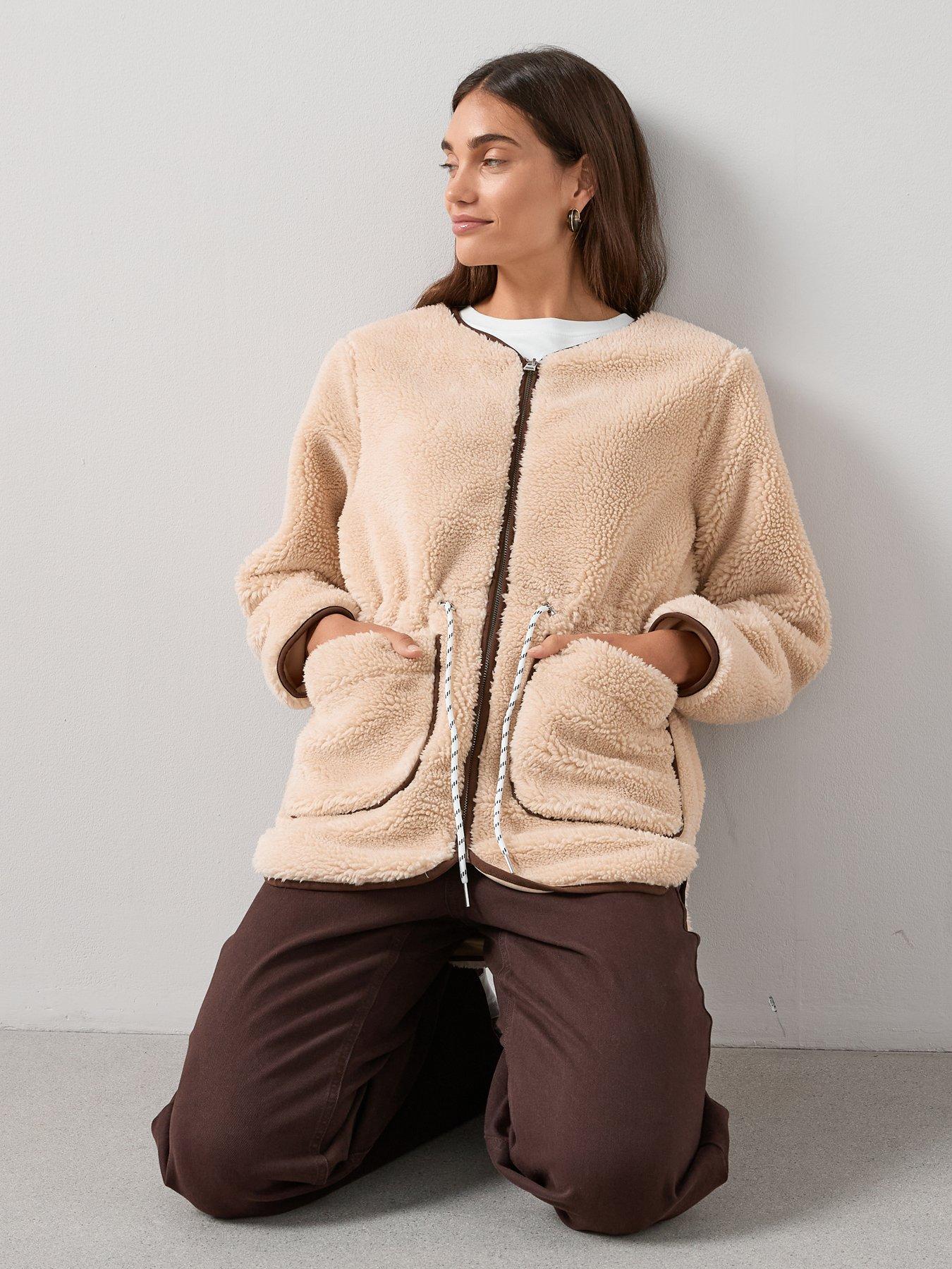 Image 6 of 7 of V by Very Tie Waist Borg &nbsp;Jacket - Cream