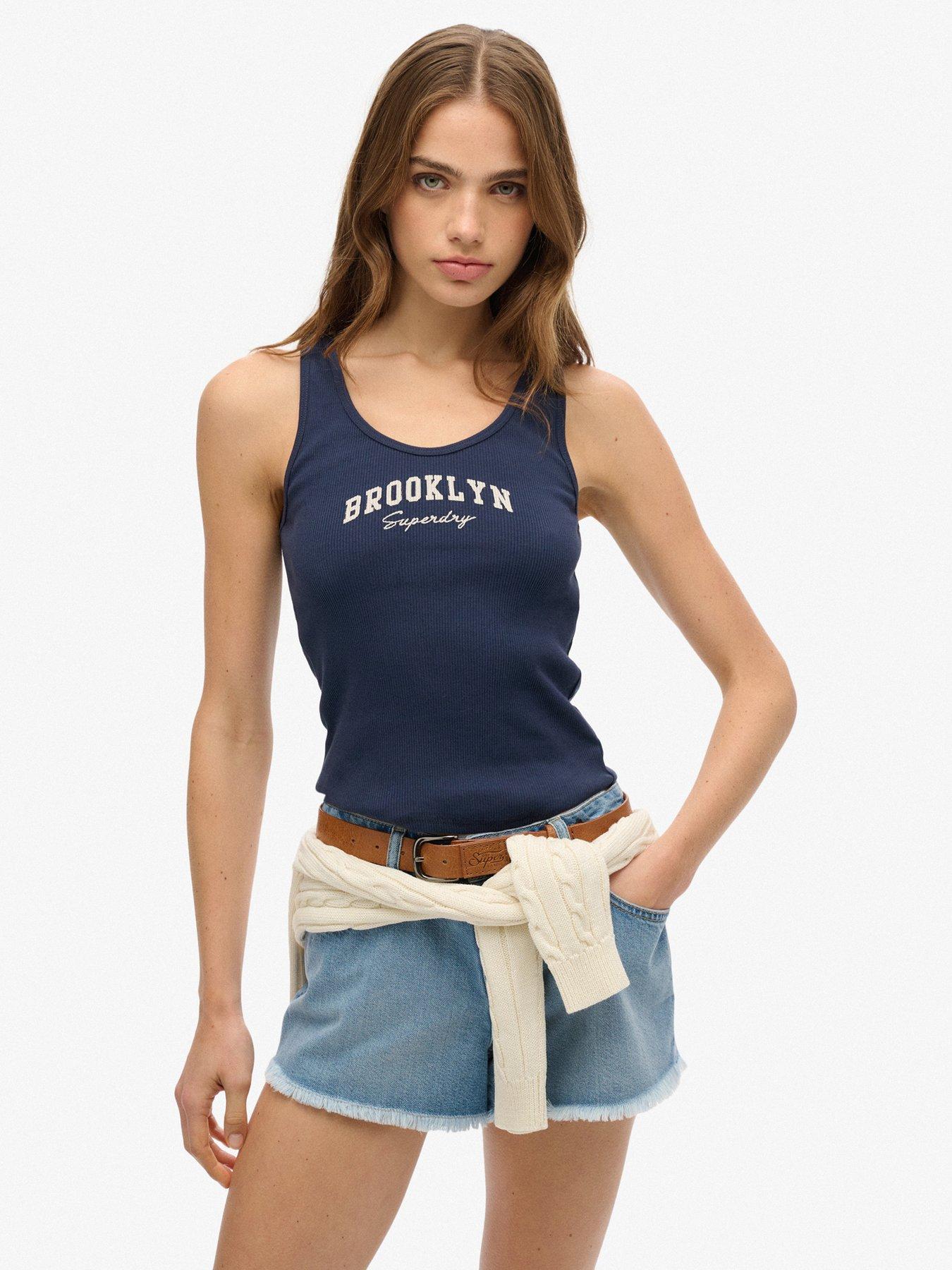 Image 1 of 5 of Superdry Athletic Essentials Graphic Vest Top - Navy