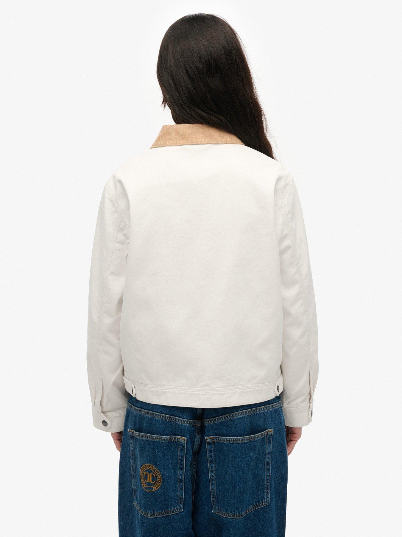 Image 2 of 4 of Superdry Cord Collar Ranch Jacket - White