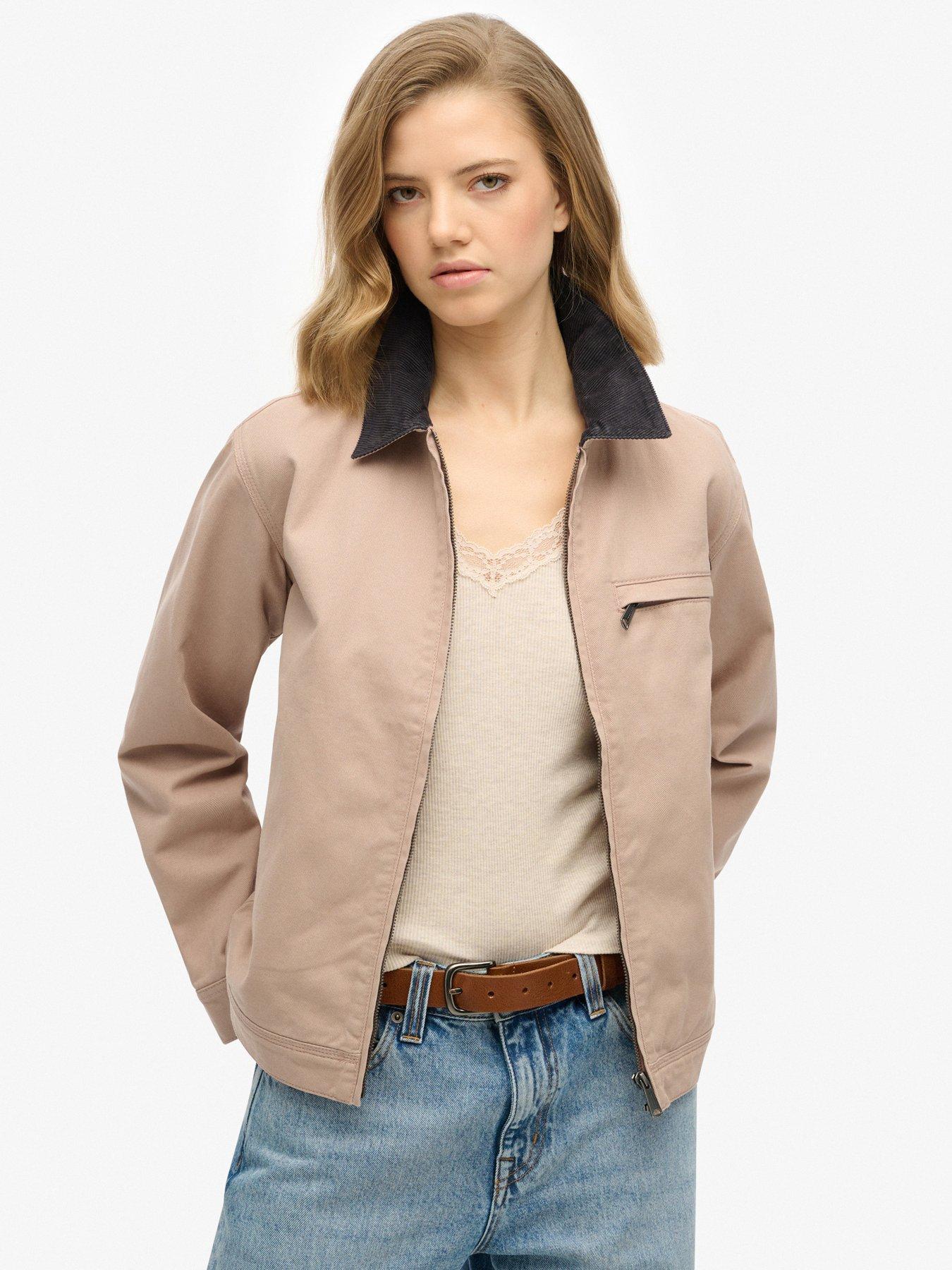 Image 1 of 5 of Superdry Cord Collar Ranch Jacket - Beige