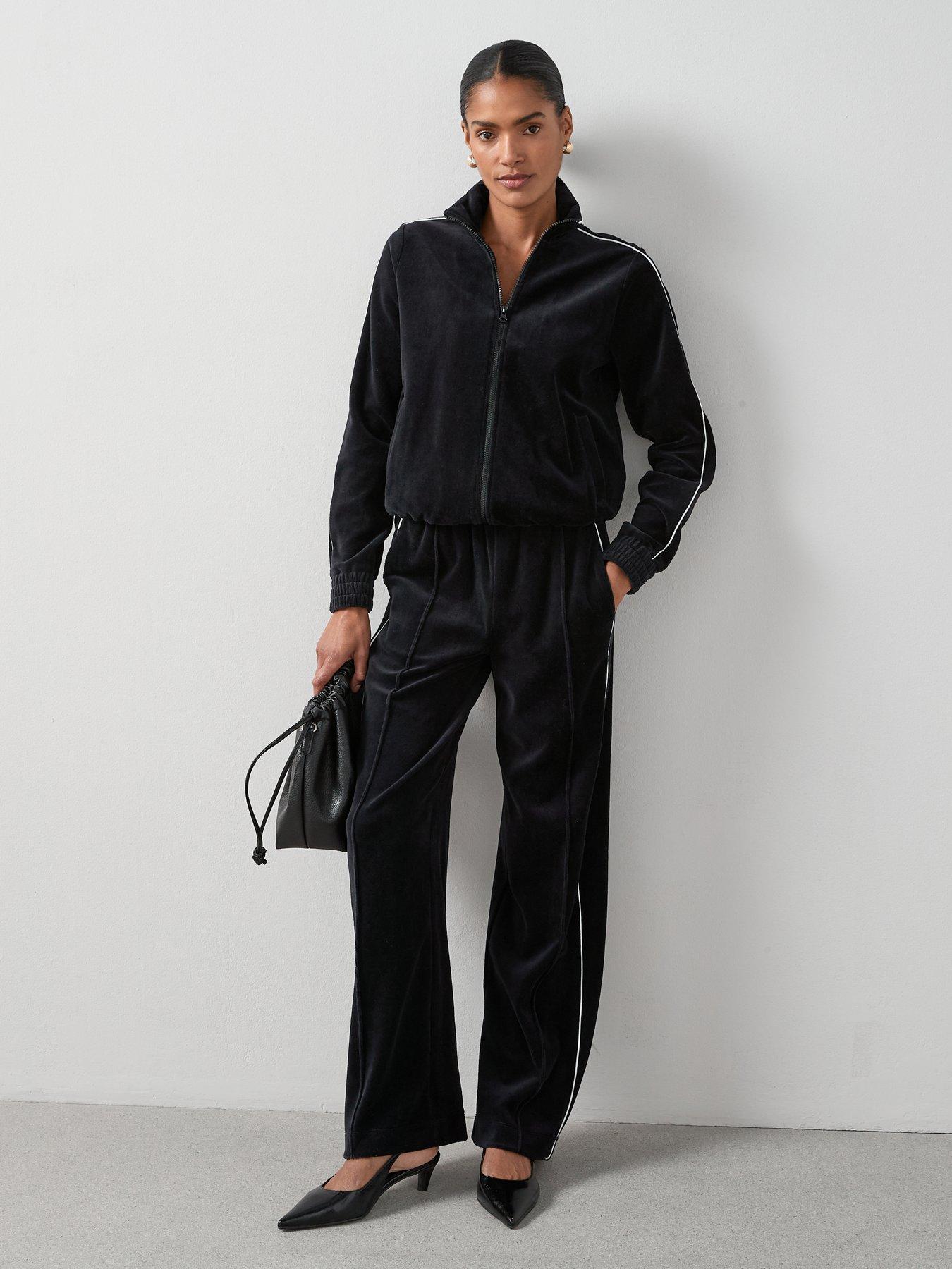 The Very Collection Velour Zip Through Jacket With Piping Co-Ord ...