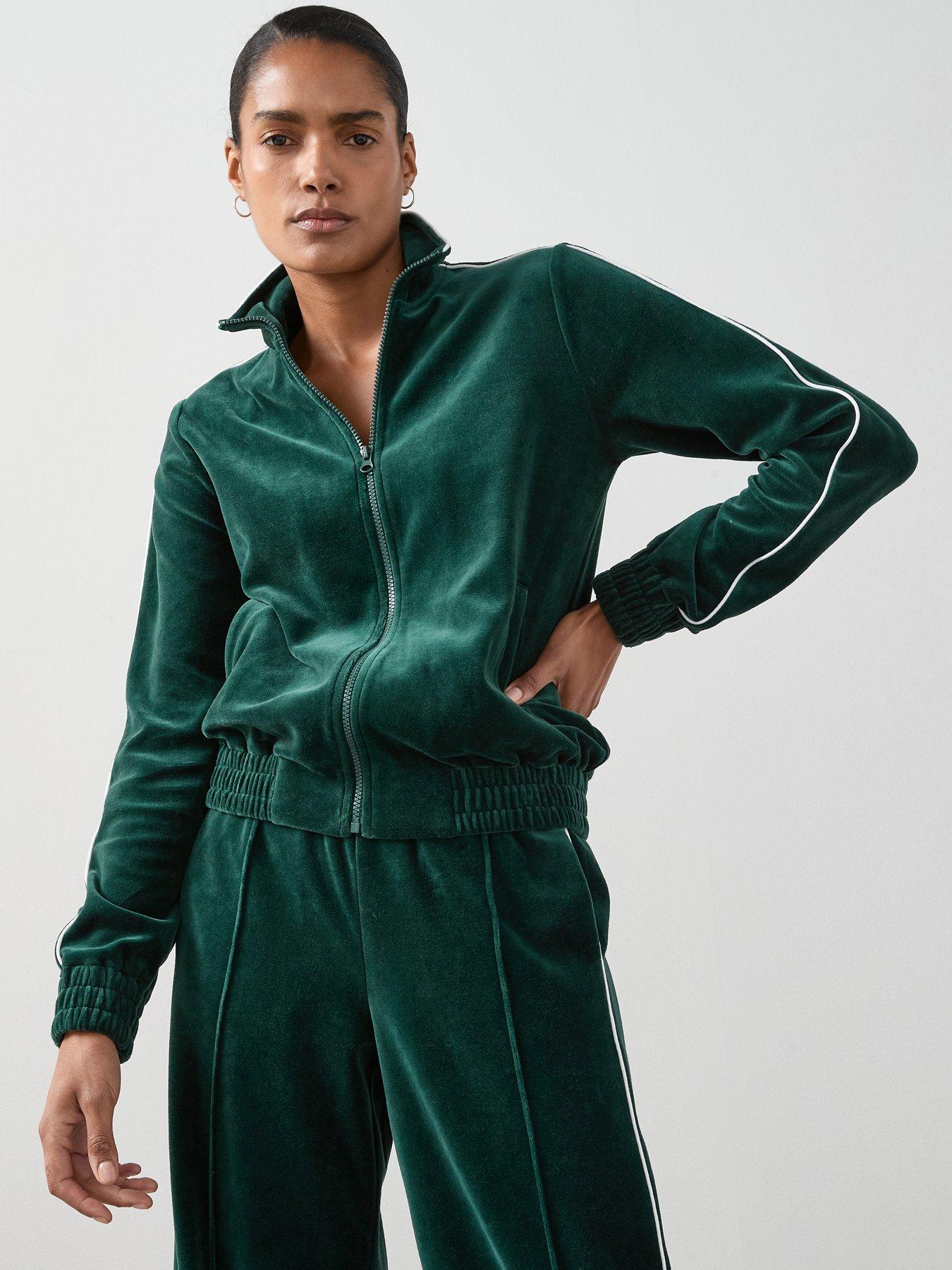 the-very-collection-velour-zip-through-jacket-co-ord-greenfront