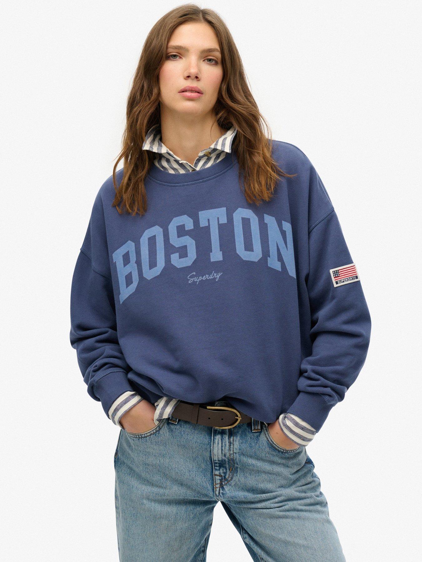 Image 1 of 5 of Superdry Athletic Essentials Relaxed Crew Sweatshirt - Navy
