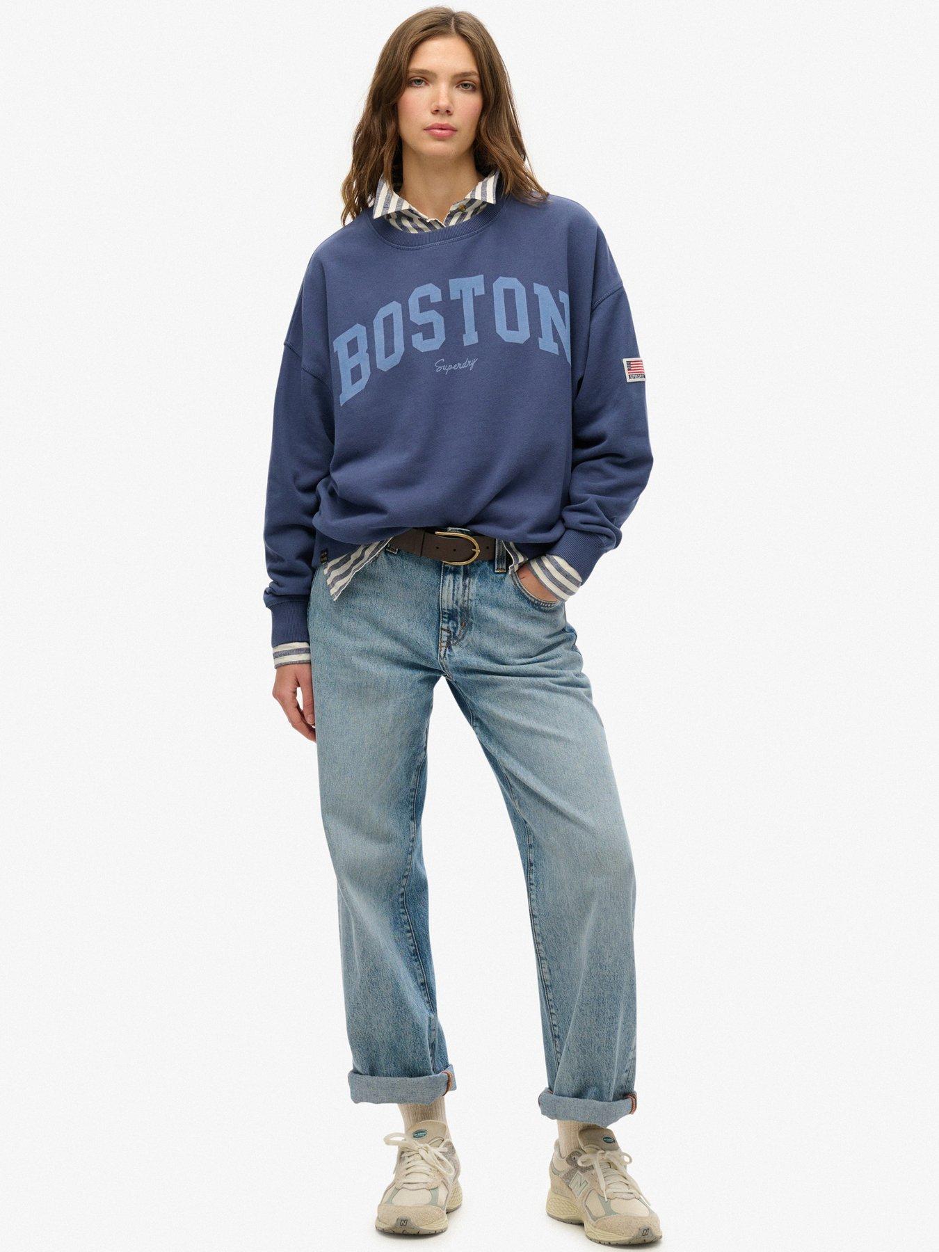Image 3 of 5 of Superdry Athletic Essentials Relaxed Crew Sweatshirt - Navy