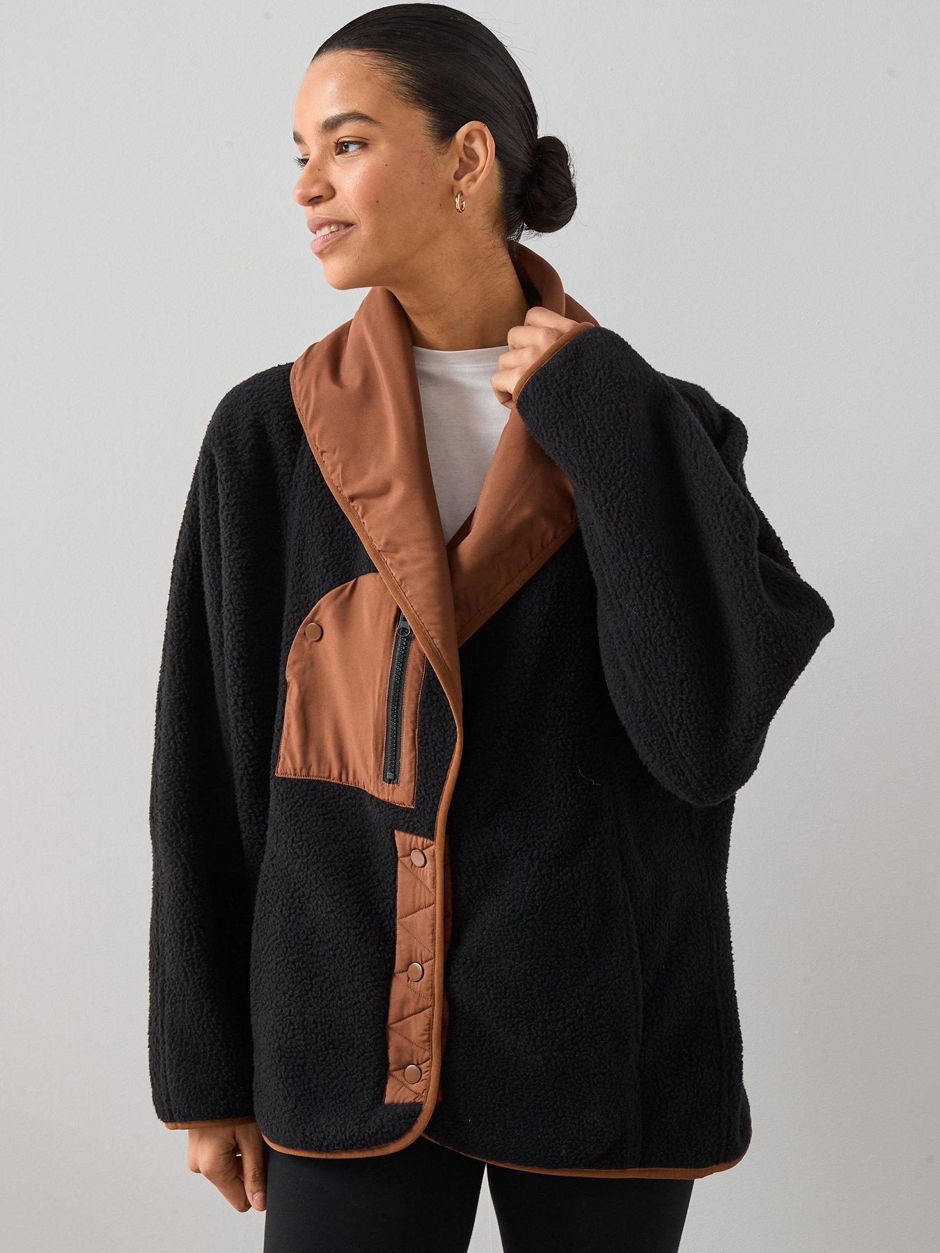 V by Very Shawl Collar Borg Jacket - Black