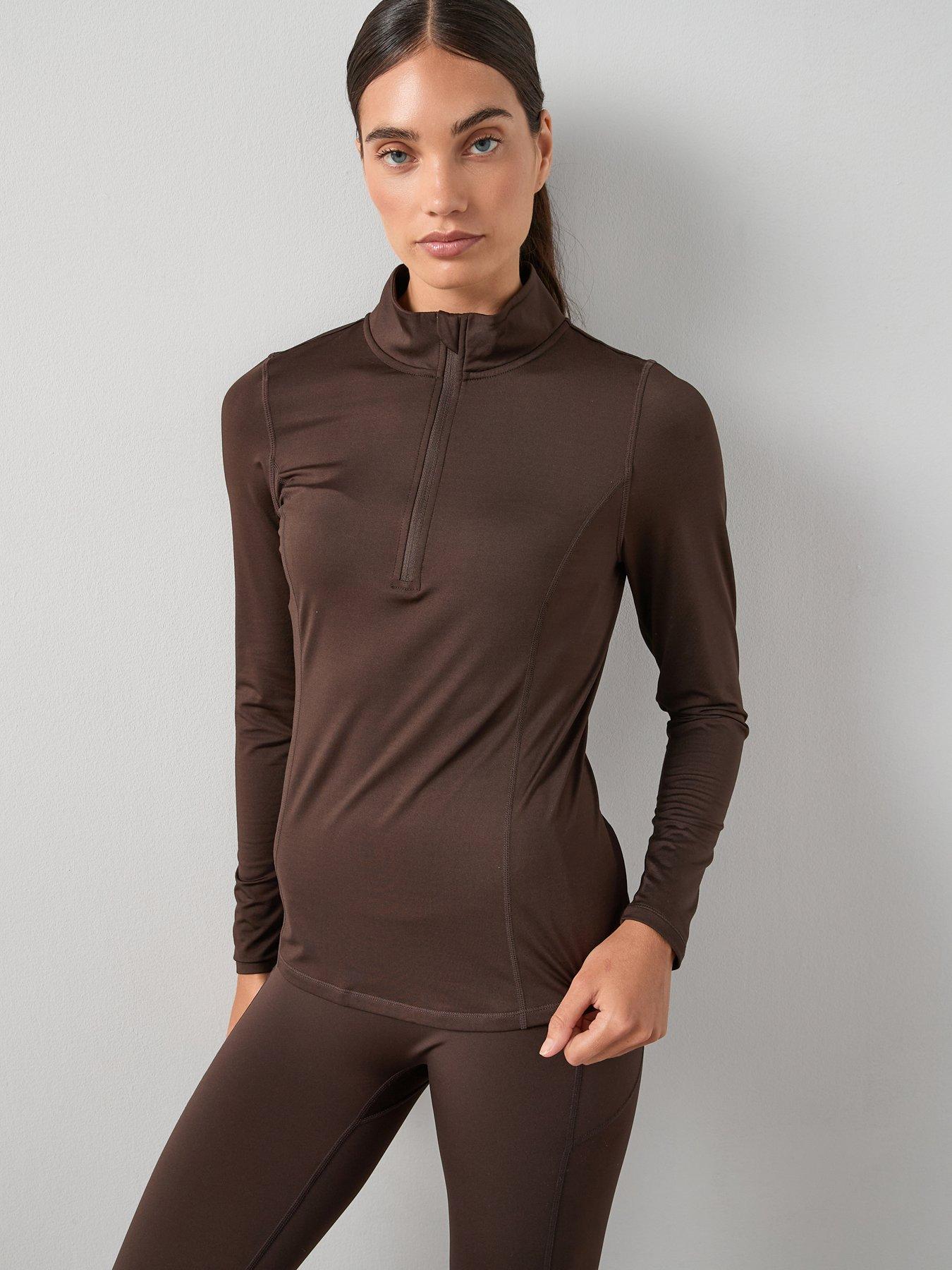 The Very Collection Half Zip Sports Top - Brown