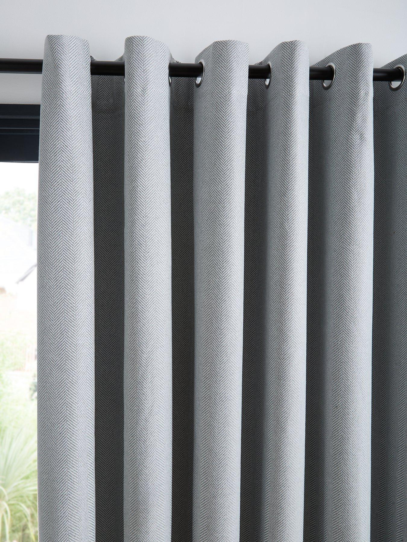Image 2 of 4 of The Very Collection Chesterfield Herringbone Blackout Eyelet Curtains