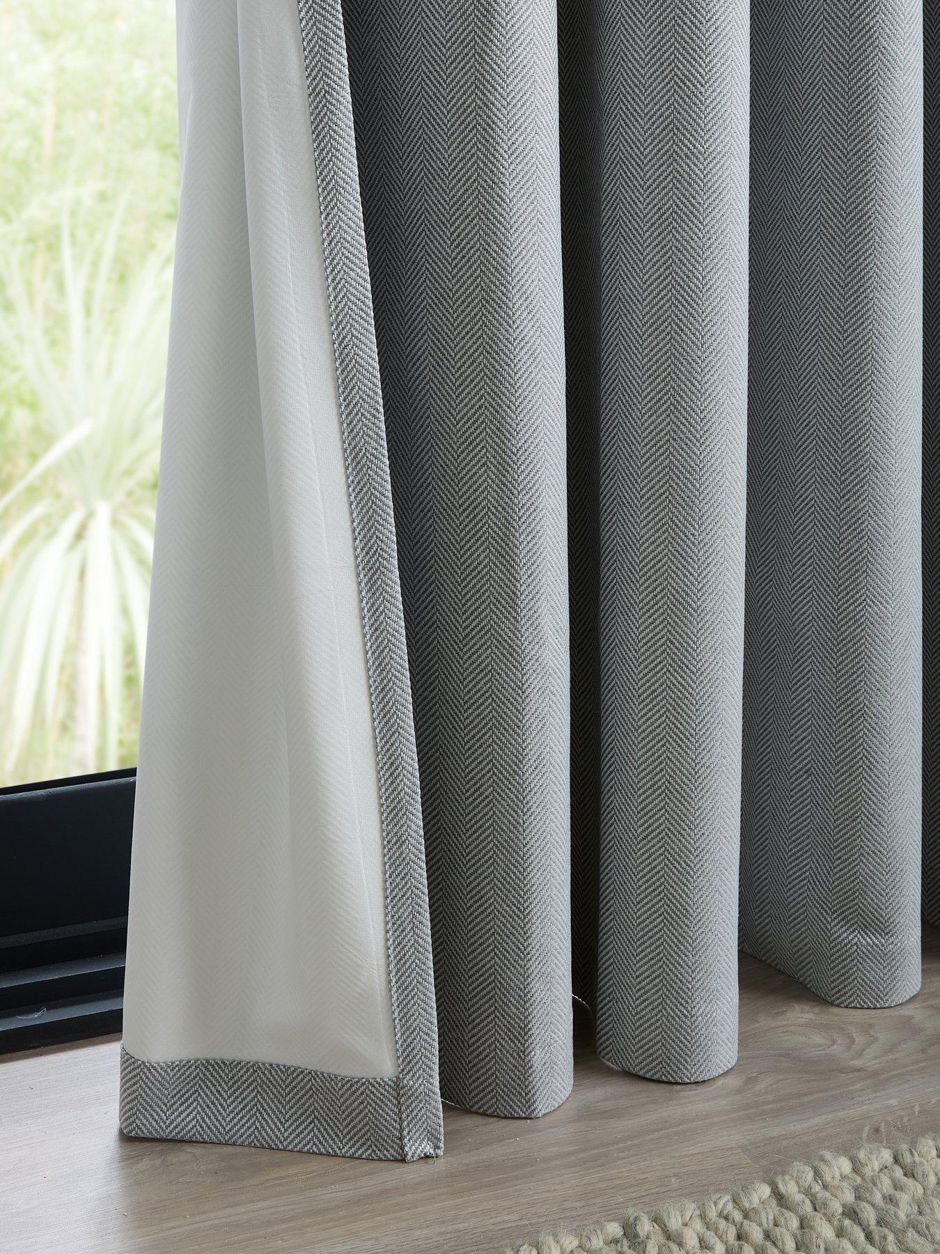 Image 4 of 4 of The Very Collection Chesterfield Herringbone Blackout Eyelet Curtains