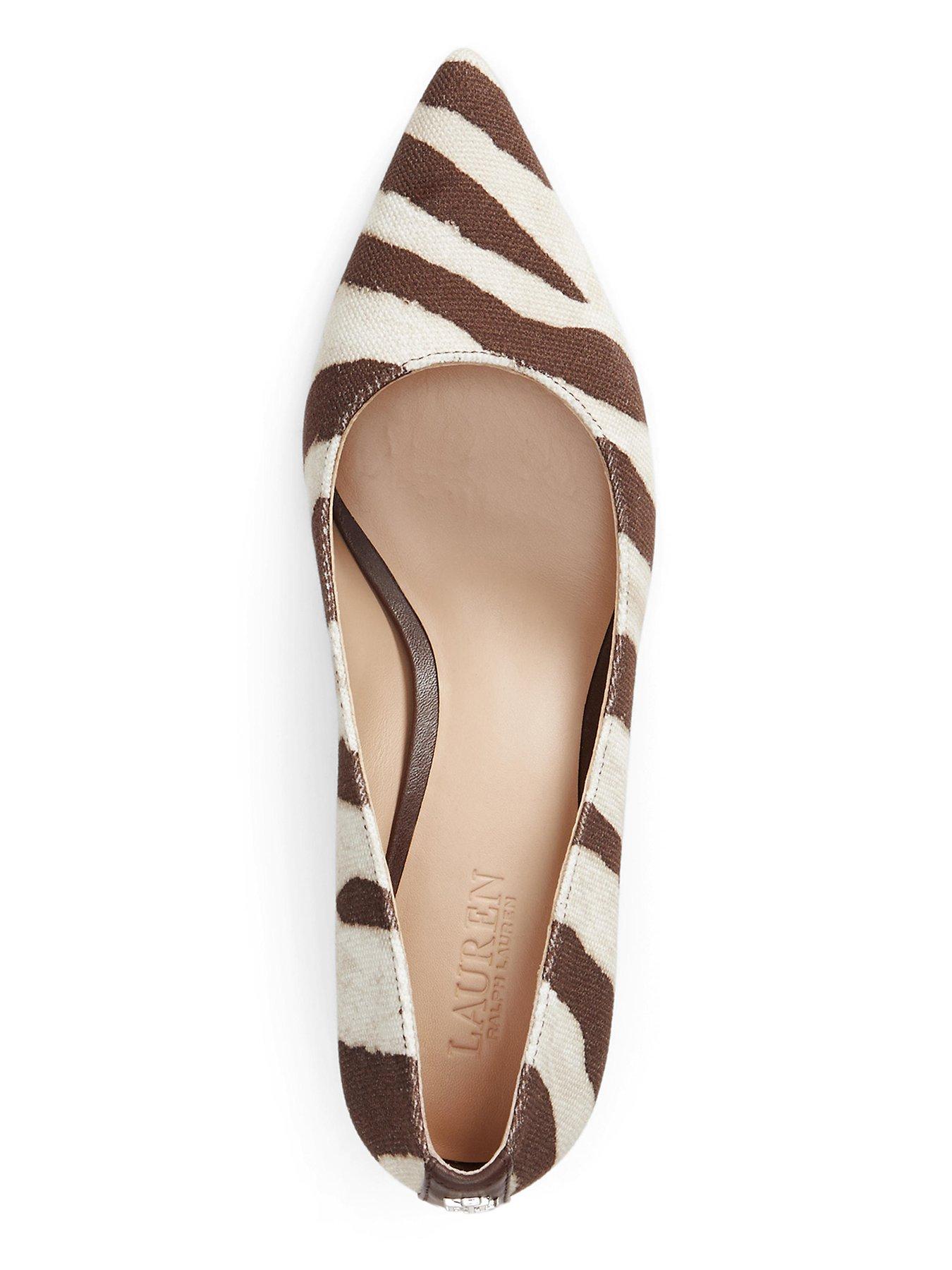 Image 4 of 4 of Lauren by Ralph Lauren Adrienne Zebra Canvas Heeled Pump - Brown
