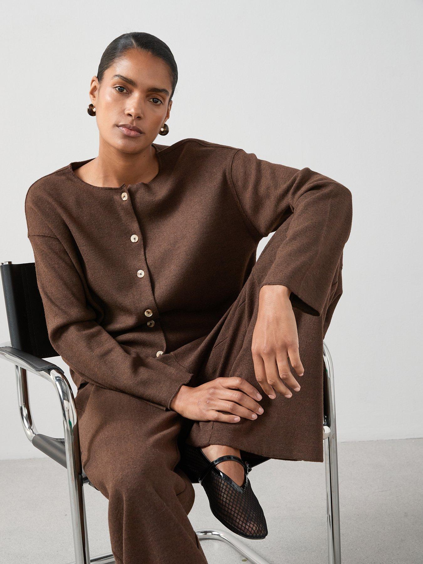 the-very-collection-button-up-textured-cardigan-co-ord-browndetail