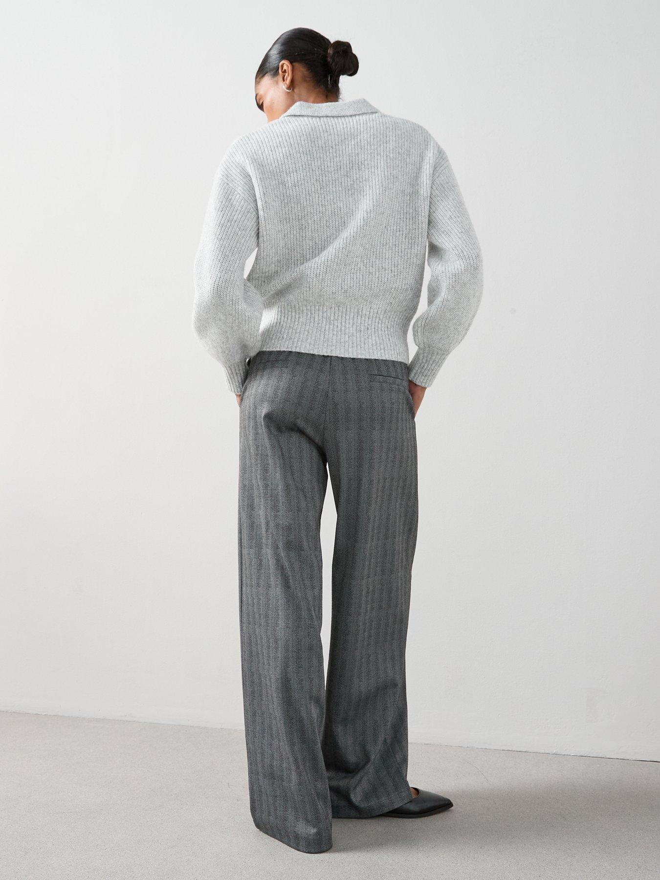 Image 2 of 6 of The Very Collection Herringbone Wide Leg Trouser - Grey