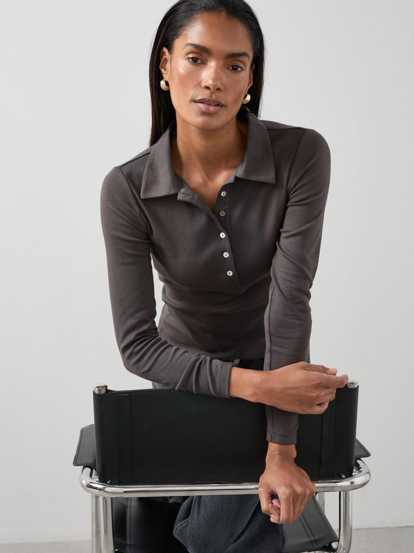 the-very-collection-long-sleeve-button-collar-top-greyoutfit