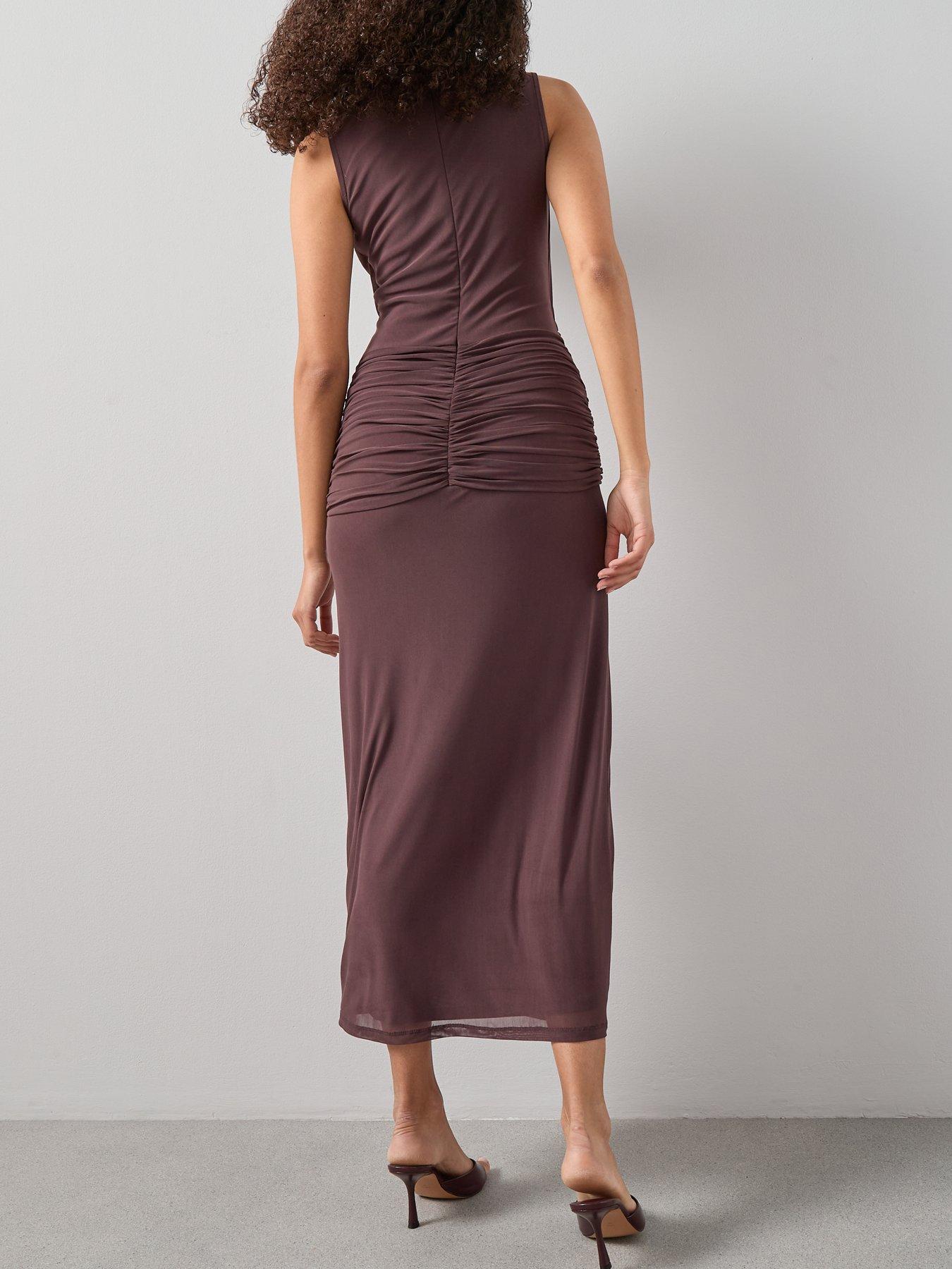 Image 2 of 7 of The Very Collection Maxi Ruched Dress - Brown