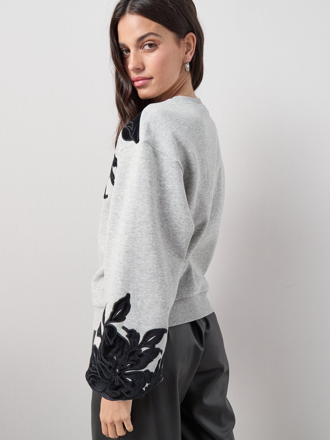 Image 2 of 7 of The Very Collection Flocked Sweatshirt - Grey
