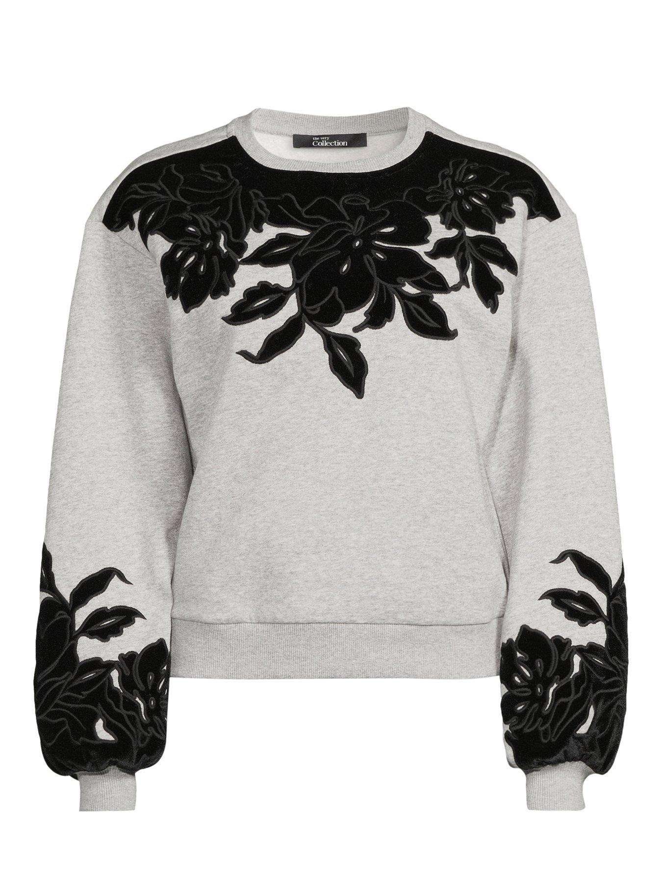 Image 7 of 7 of The Very Collection Flocked Sweatshirt - Grey