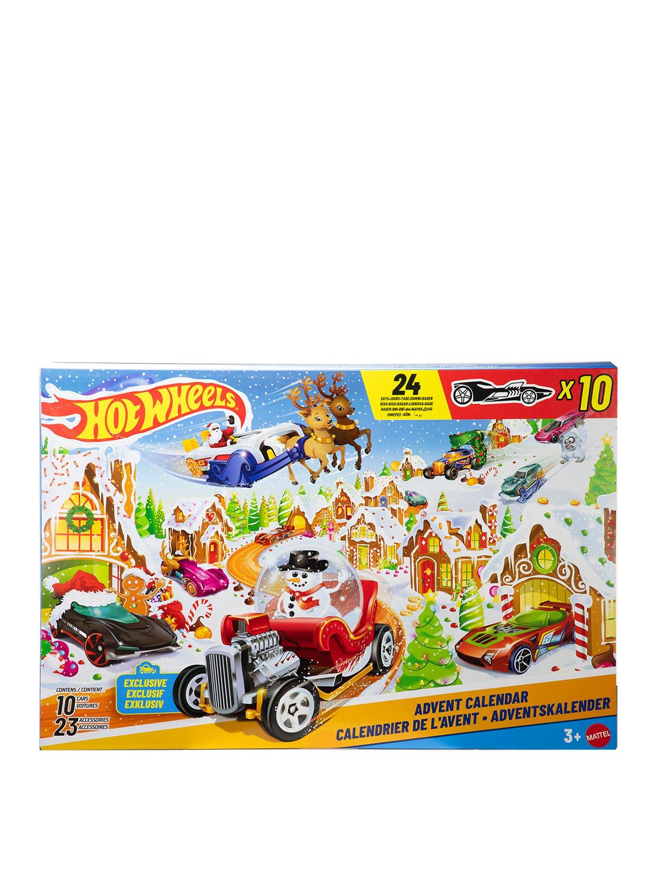 Hot Wheels Hot Wheels 2025 Advent Calendar with 10 Toy Vehicles in 1:64 Scale  &  24 Accessories