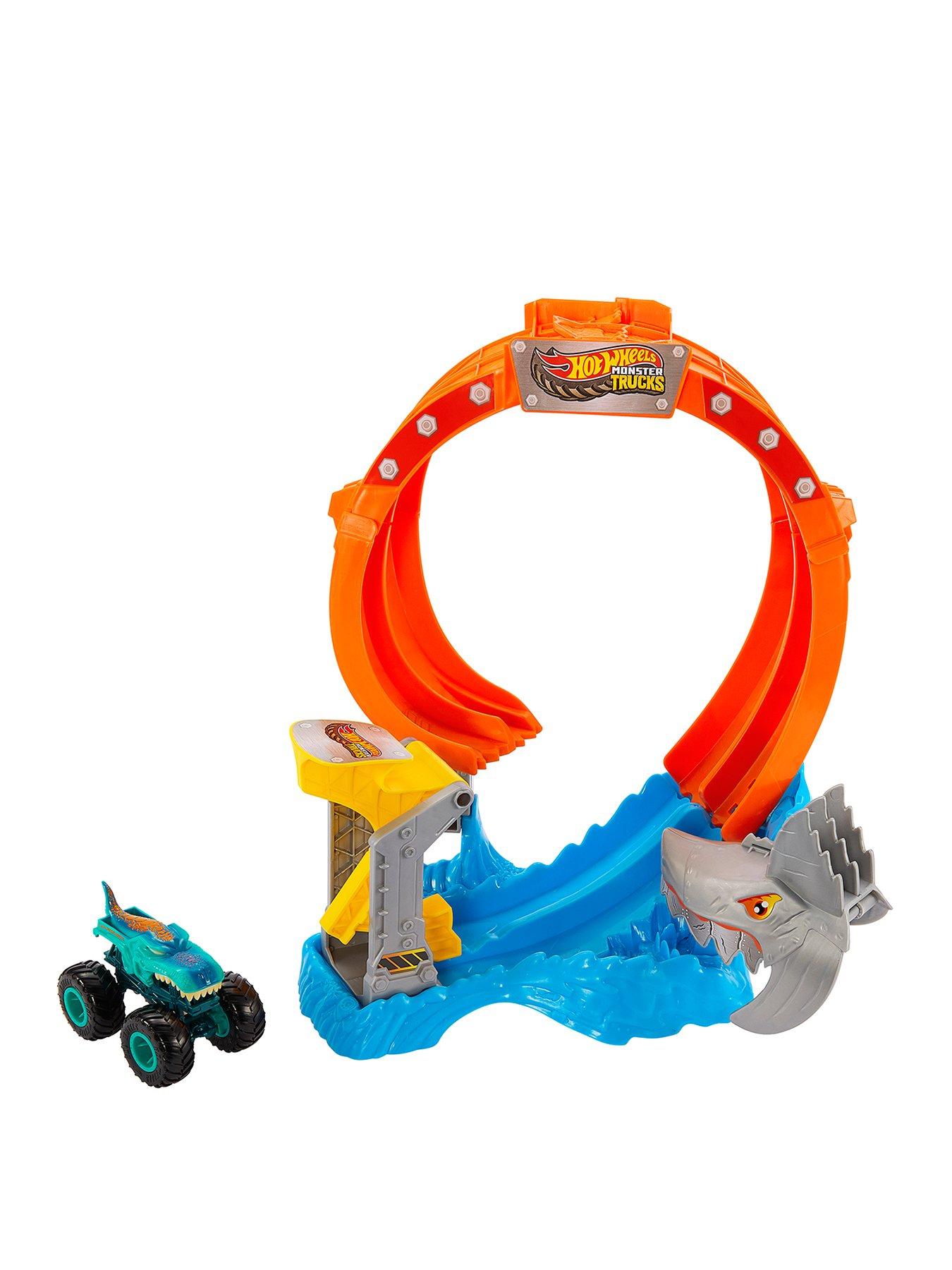 Hot Wheels Hot Wheels Monster Trucks Corkscrew Shark Smash Track Set  &  1:64 Scale Mega-Wrex Toy Truck