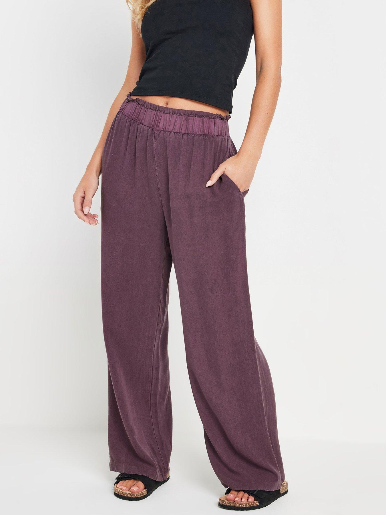 Image 1 of 4 of M&Co Petite Acid Wash Wide Leg Trousers