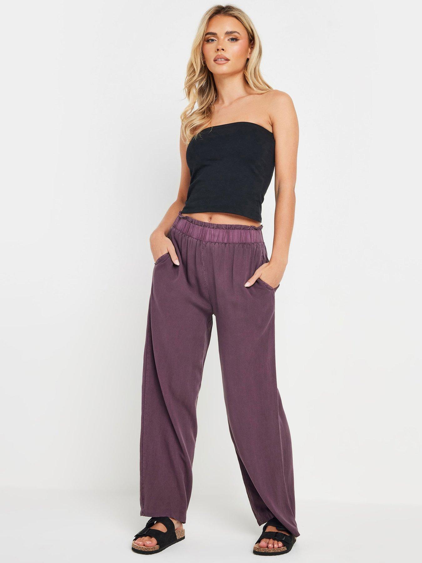 Image 3 of 4 of M&Co Petite Acid Wash Wide Leg Trousers
