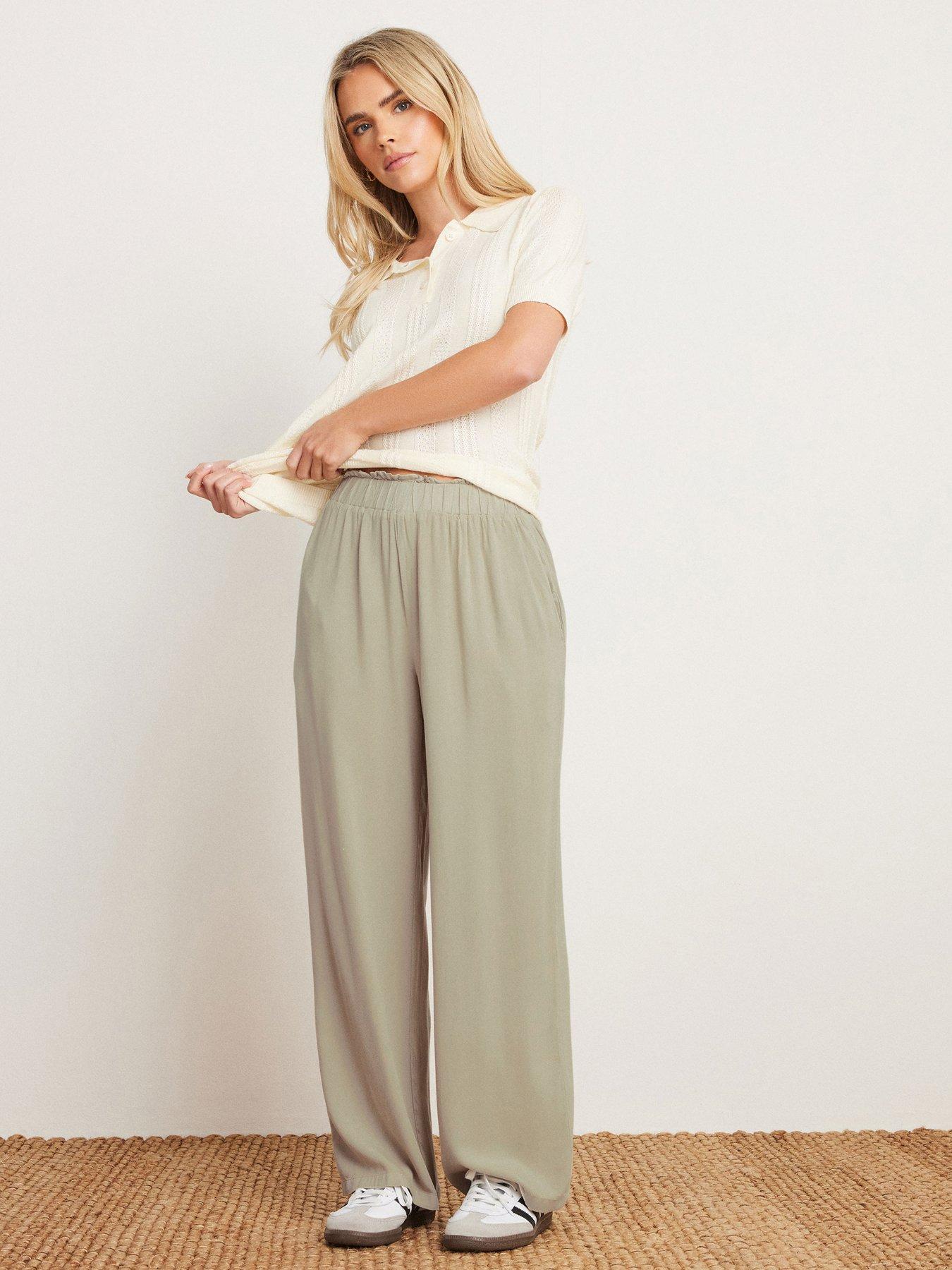 Image 3 of 4 of M&Co Petite Acid Wash Wide Leg Trousers