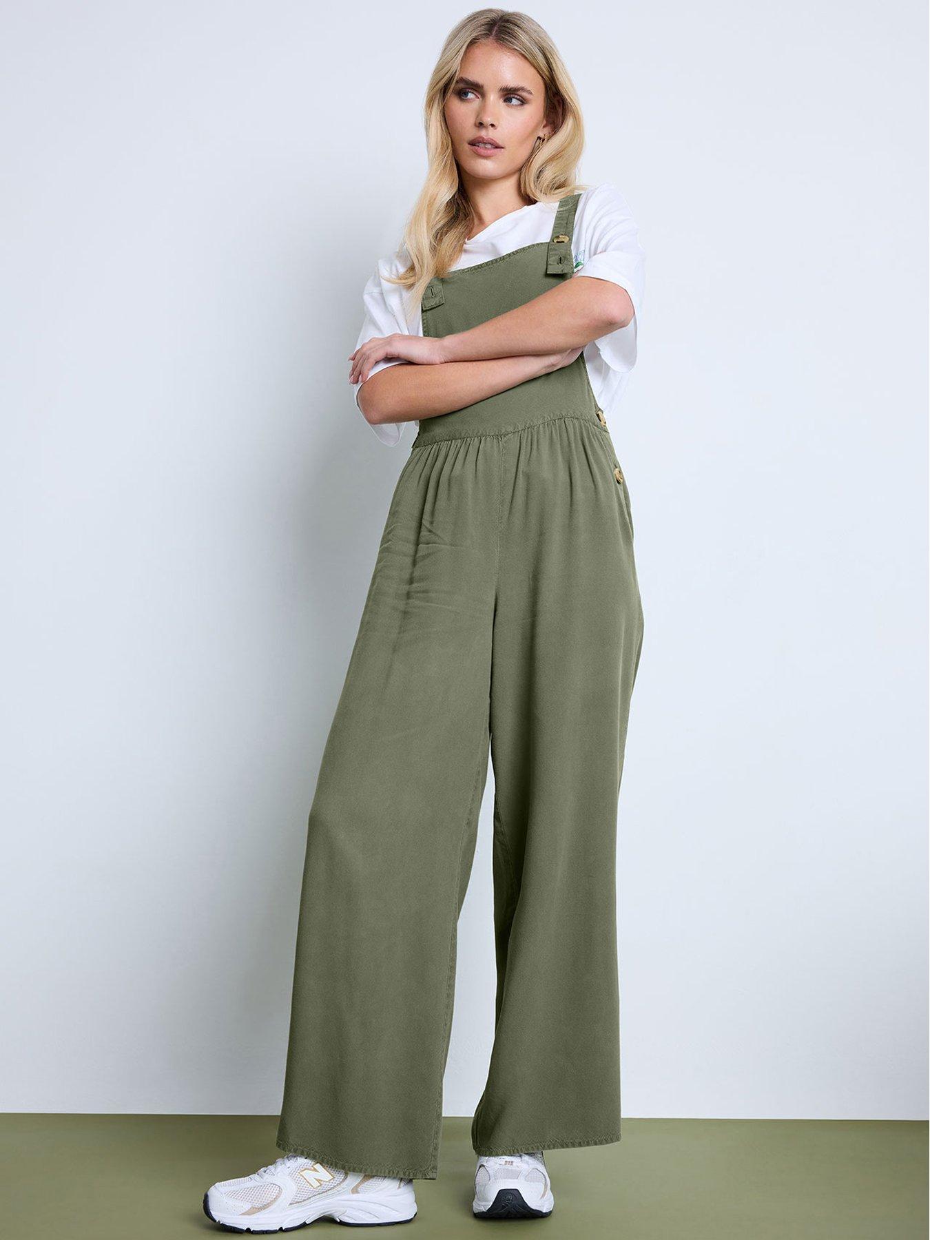 undefined Petite Acid Wash Wide Leg Jumpsuit