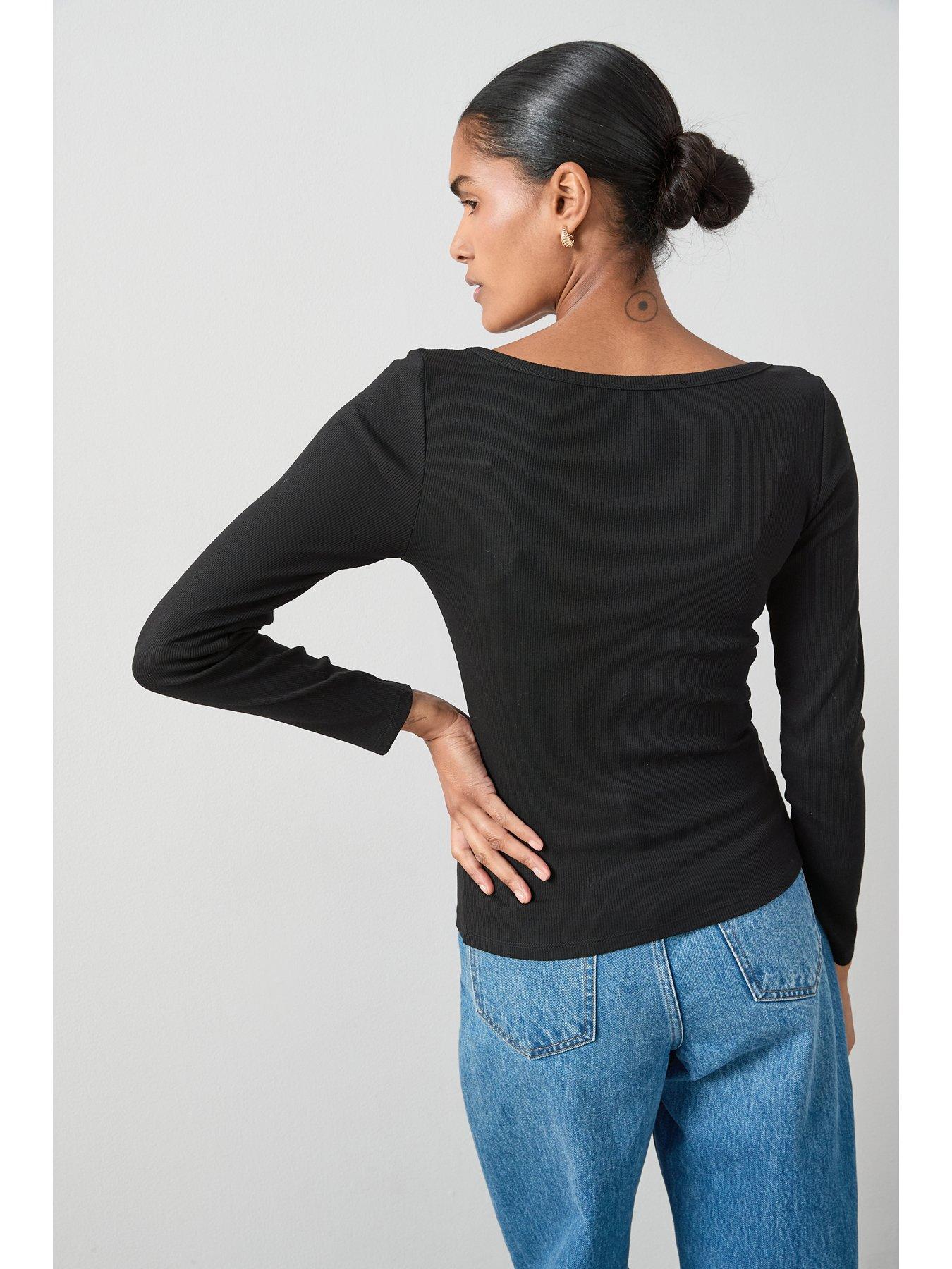 the-very-collection-rib-scoop-neck-long-sleeve-top-blackstillFront