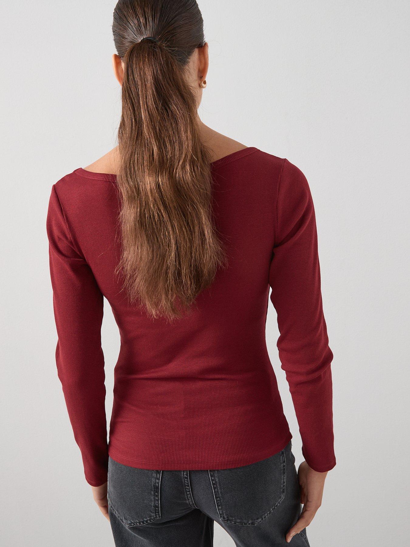 the-very-collection-ribbed-scoop-neck-long-sleeve-burgundystillFront