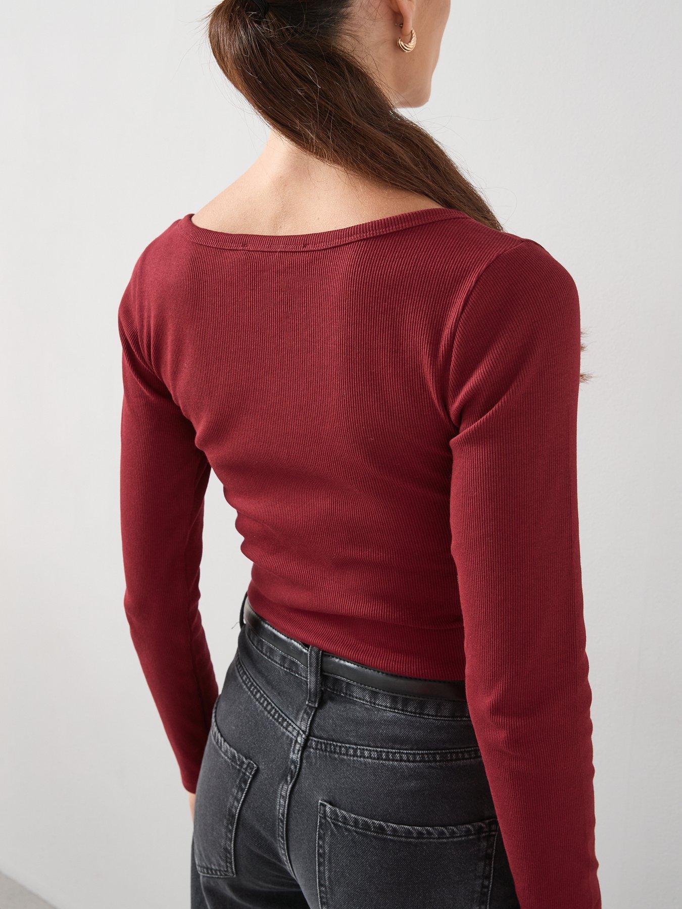 the-very-collection-ribbed-scoop-neck-long-sleeve-burgundyoutfit