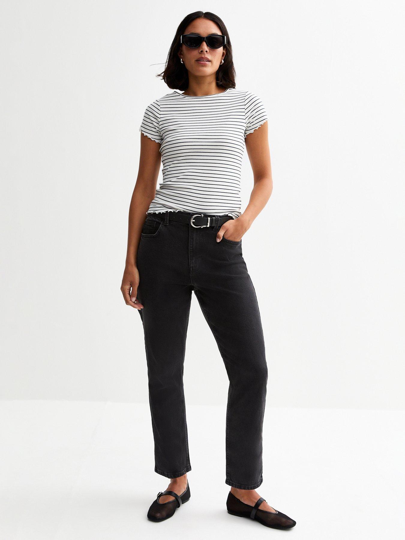 New Look Washed Black Hannah Ankle Grazer Straight Leg Jeans