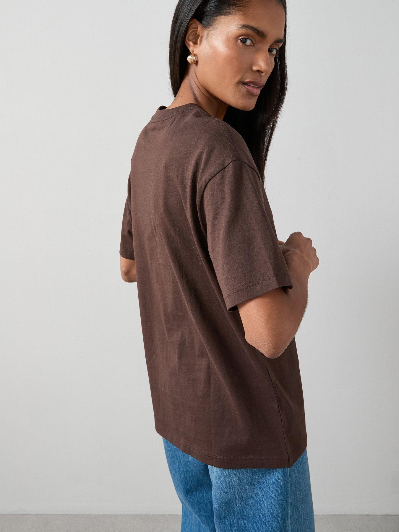 Image 2 of 5 of The Very Collection Crew Neck Oversized T-shirt - Brown