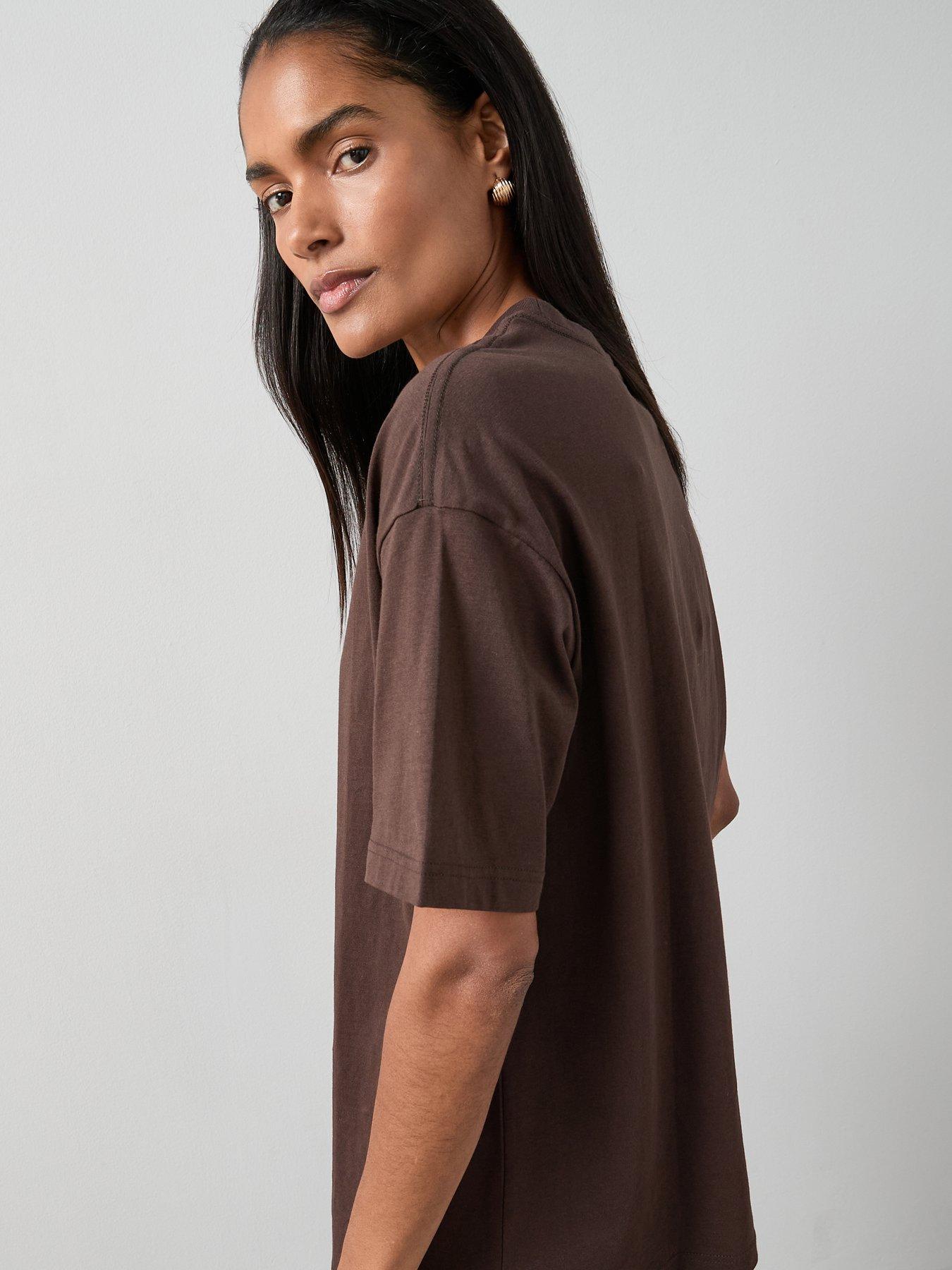 Image 4 of 5 of The Very Collection Crew Neck Oversized T-shirt - Brown