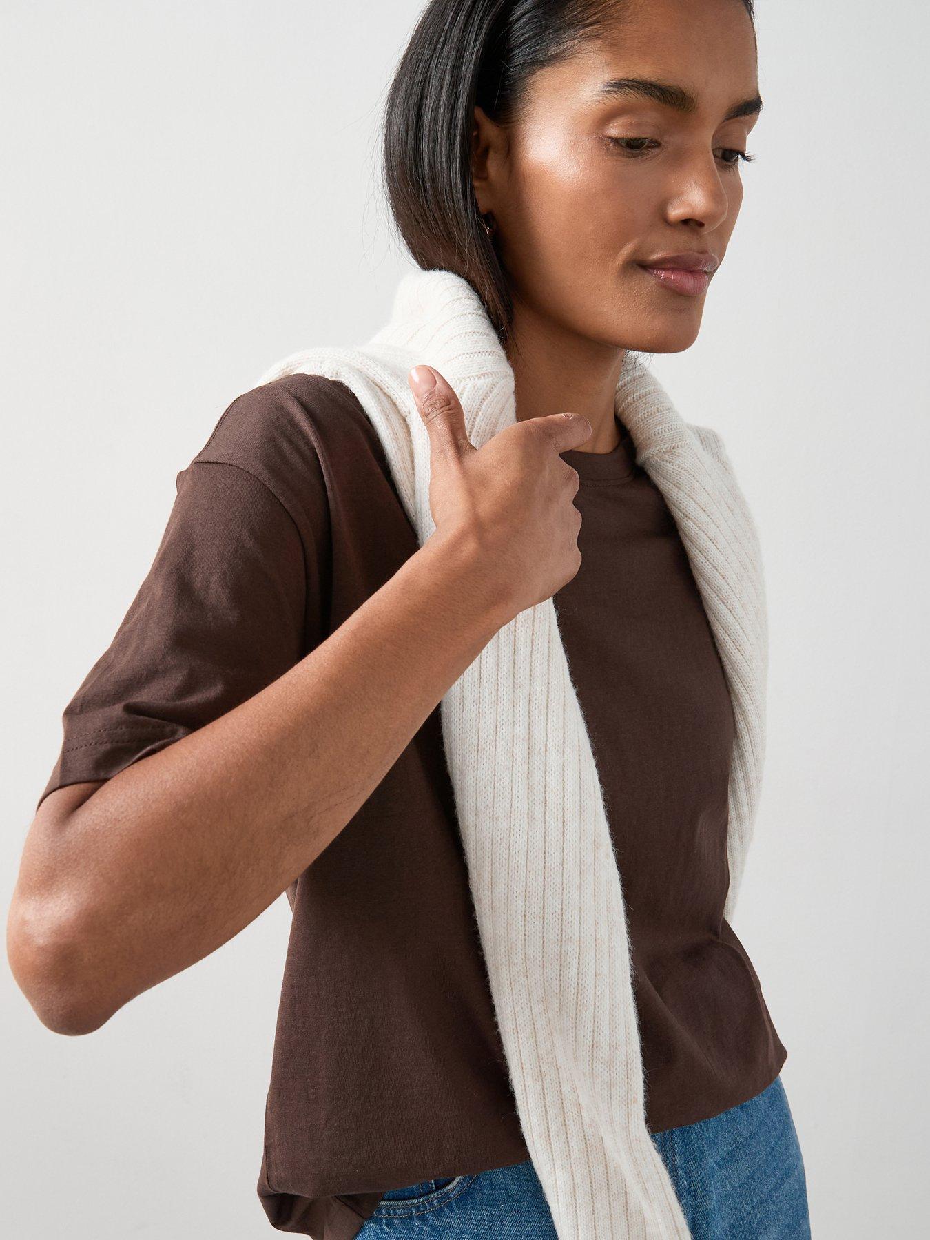Image 5 of 5 of The Very Collection Crew Neck Oversized T-shirt - Brown