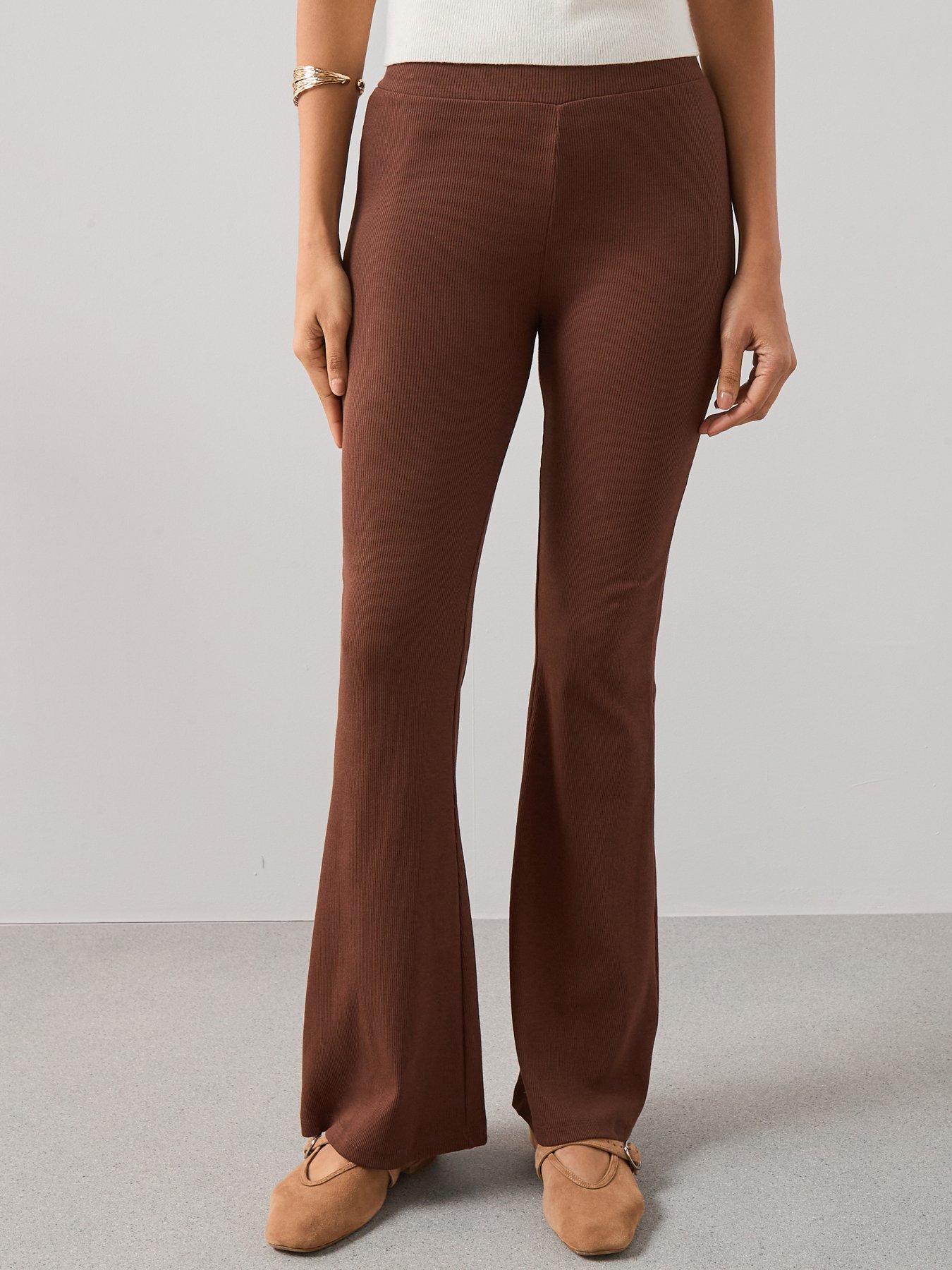 The Very Collection Rib Flare Leggings - Brown