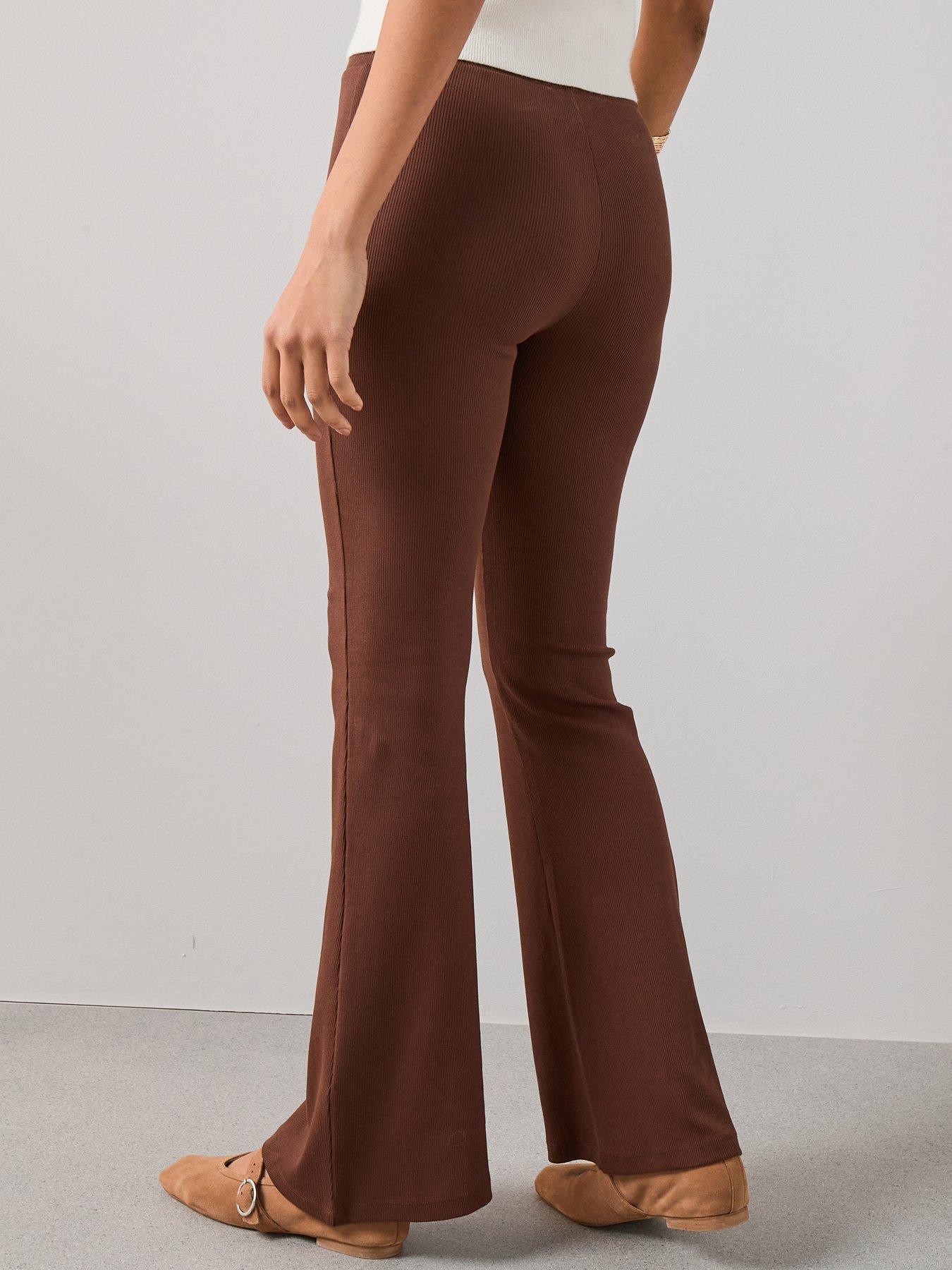 Image 2 of 6 of The Very Collection Rib Flare Leggings - Brown