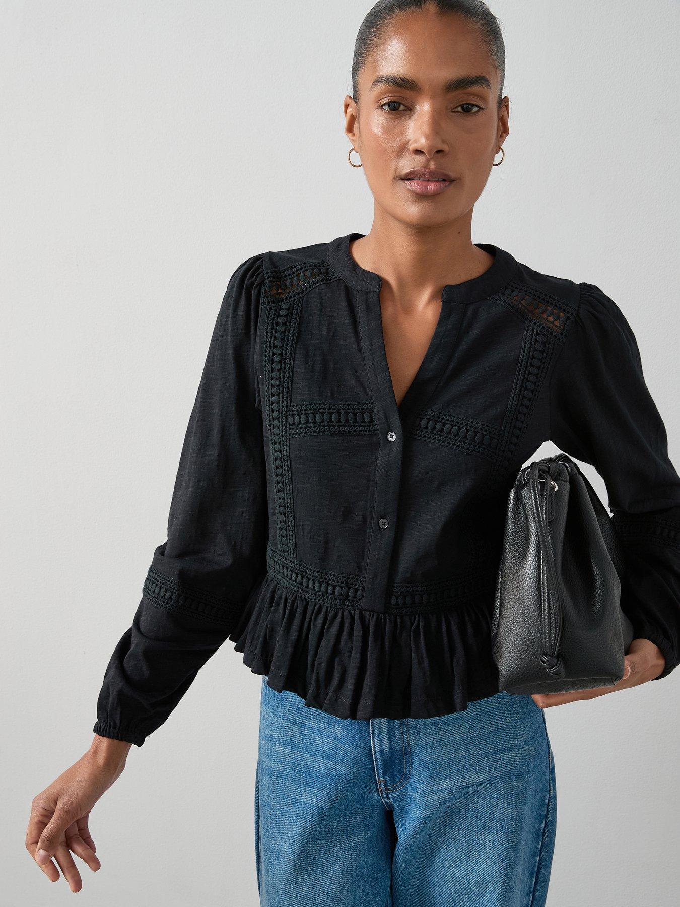 The Very Collection Lace Insert Top - Black