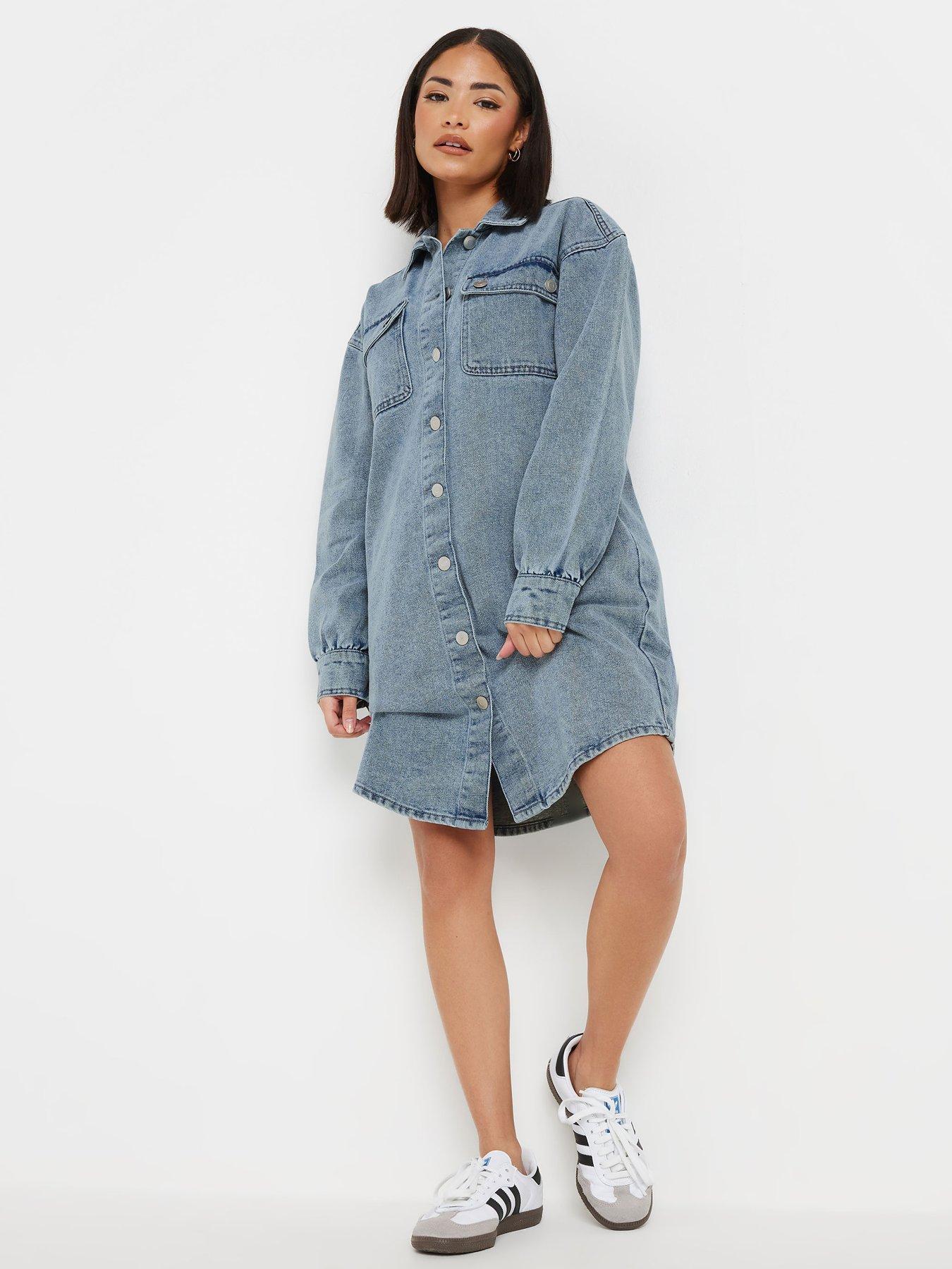 Image 1 of 4 of M&Co Petite Denim Mini Dress - Blue