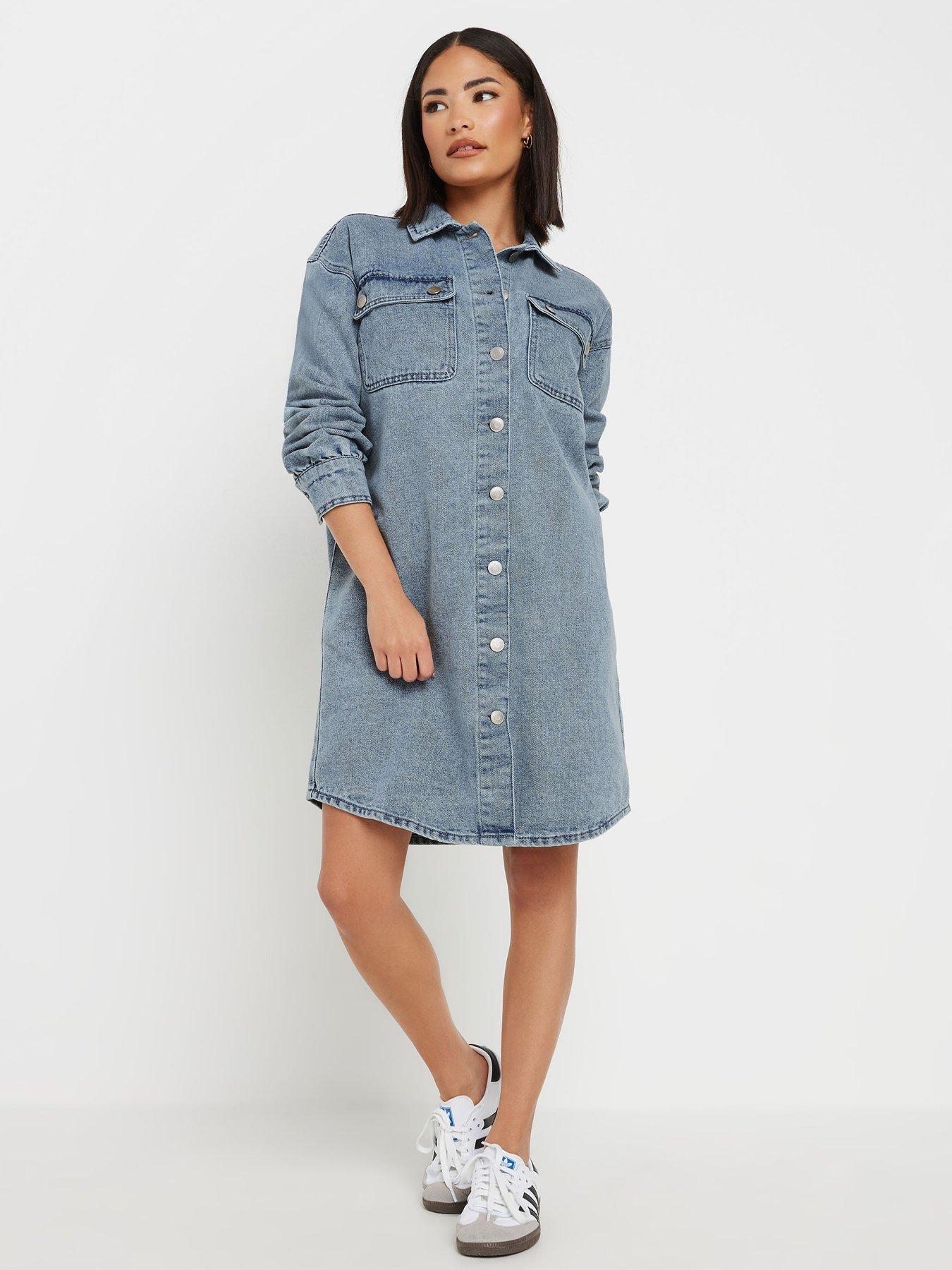 Image 3 of 4 of M&Co Petite Denim Mini Dress - Blue